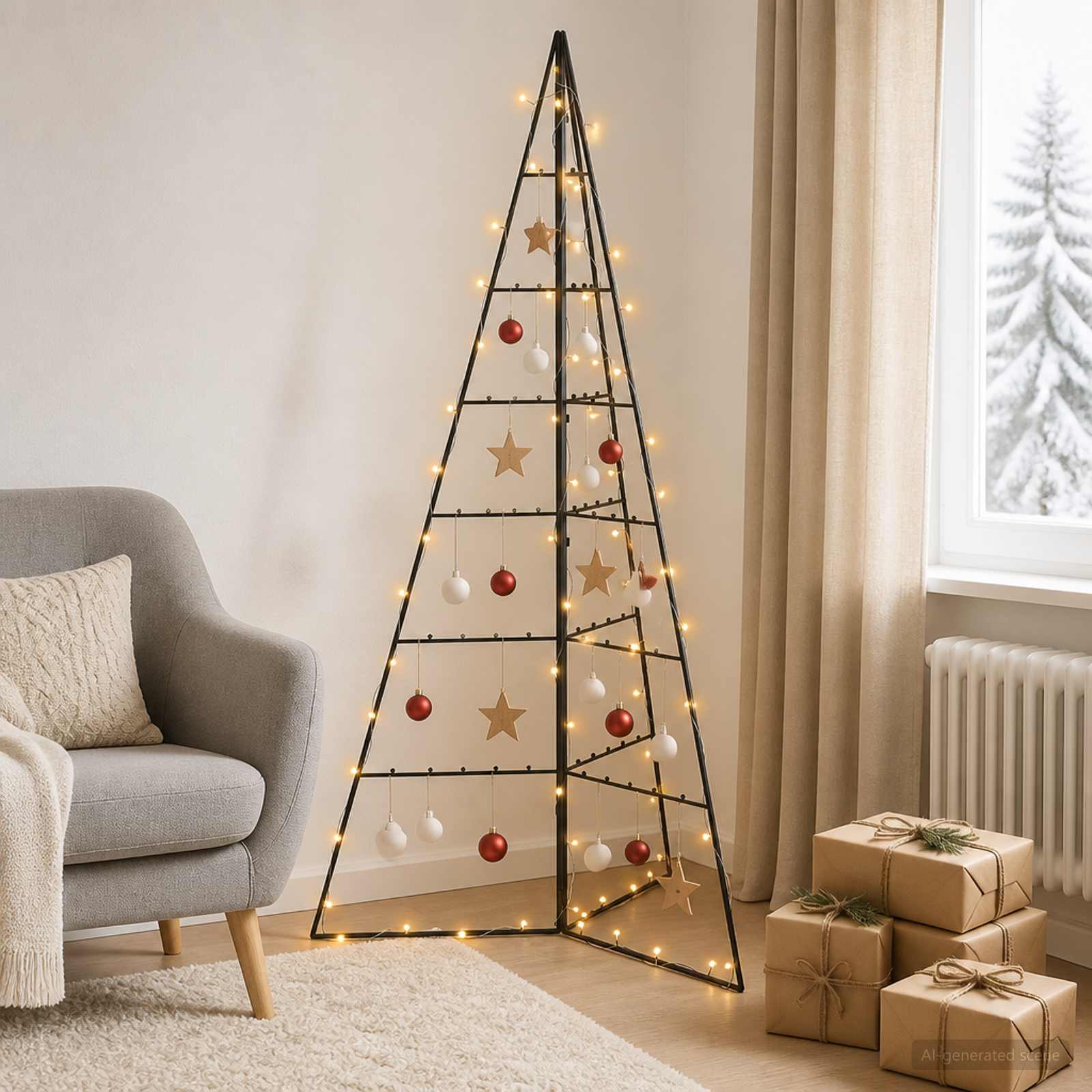 Albero di Natale in metallo KUOPIO 140 cm Bianco caldo Acciaio