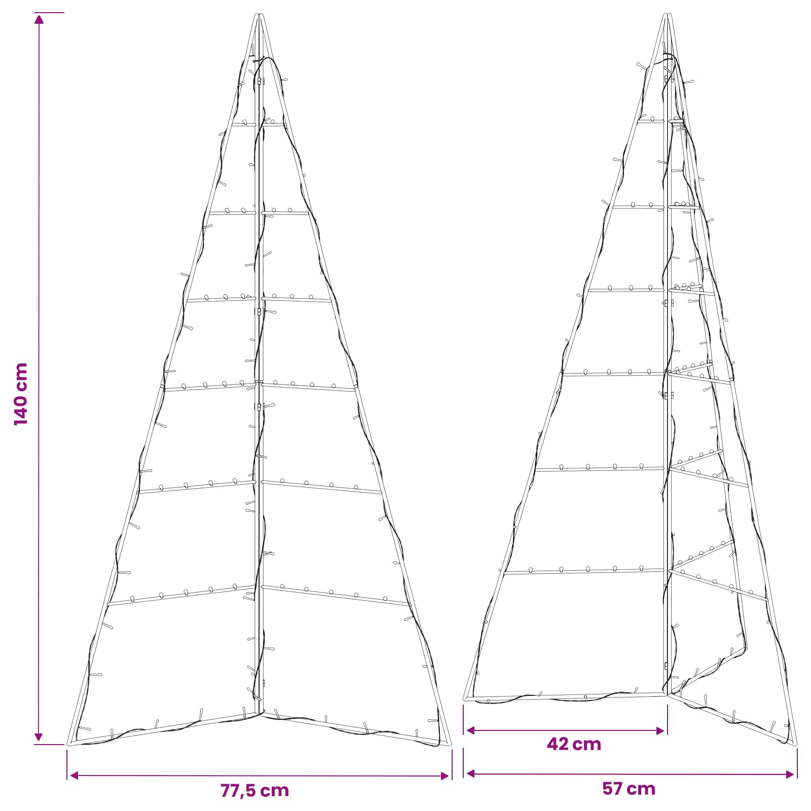 Albero di Natale in metallo KUOPIO 140 cm Bianco caldo Acciaio