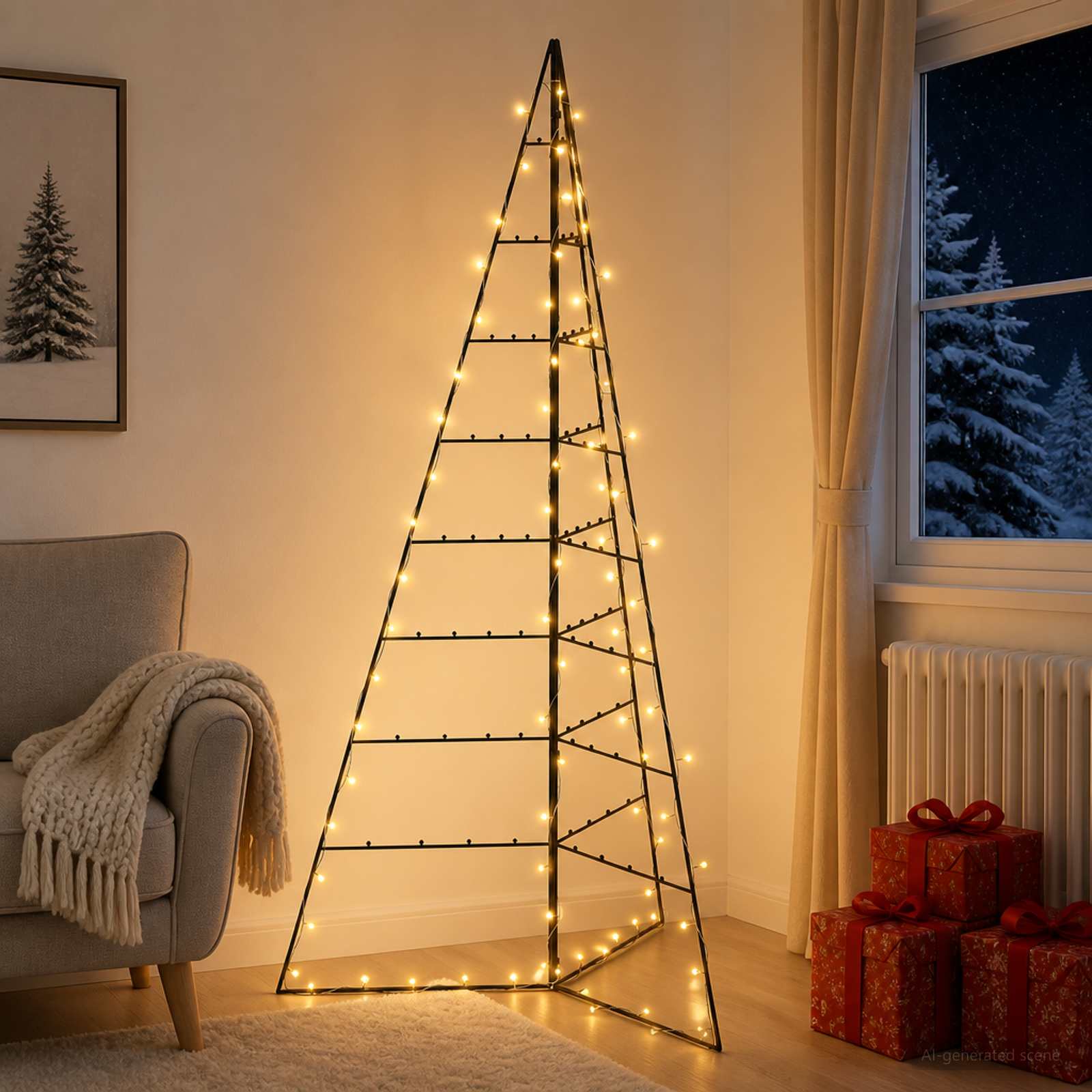 Albero di Natale in metallo KUOPIO 180 cm Bianco caldo Acciaio