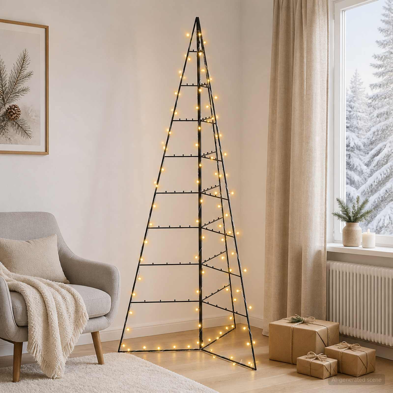 Albero di Natale in metallo KUOPIO 180 cm Bianco caldo Acciaio
