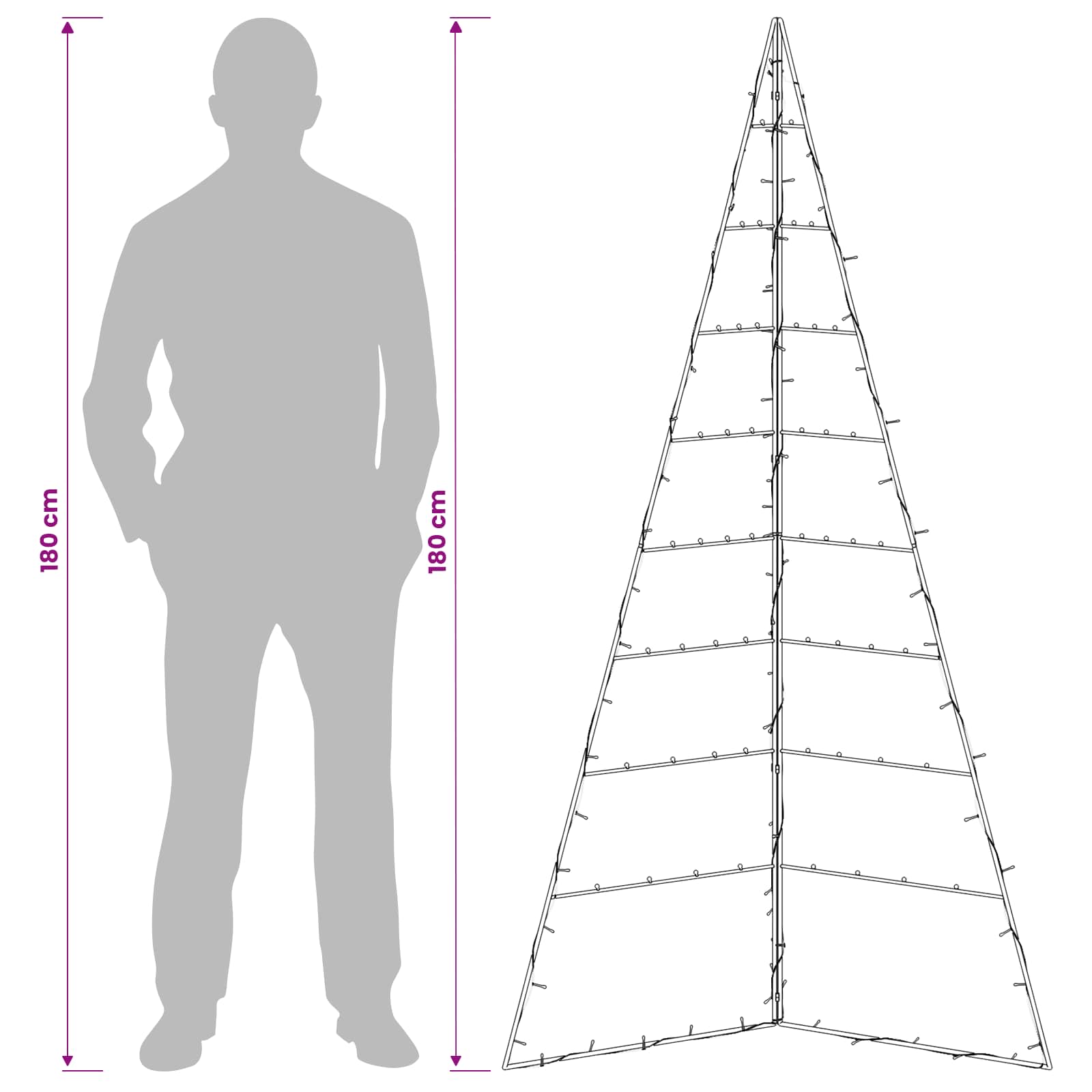 Albero di Natale in metallo KUOPIO 180 cm Bianco caldo Acciaio