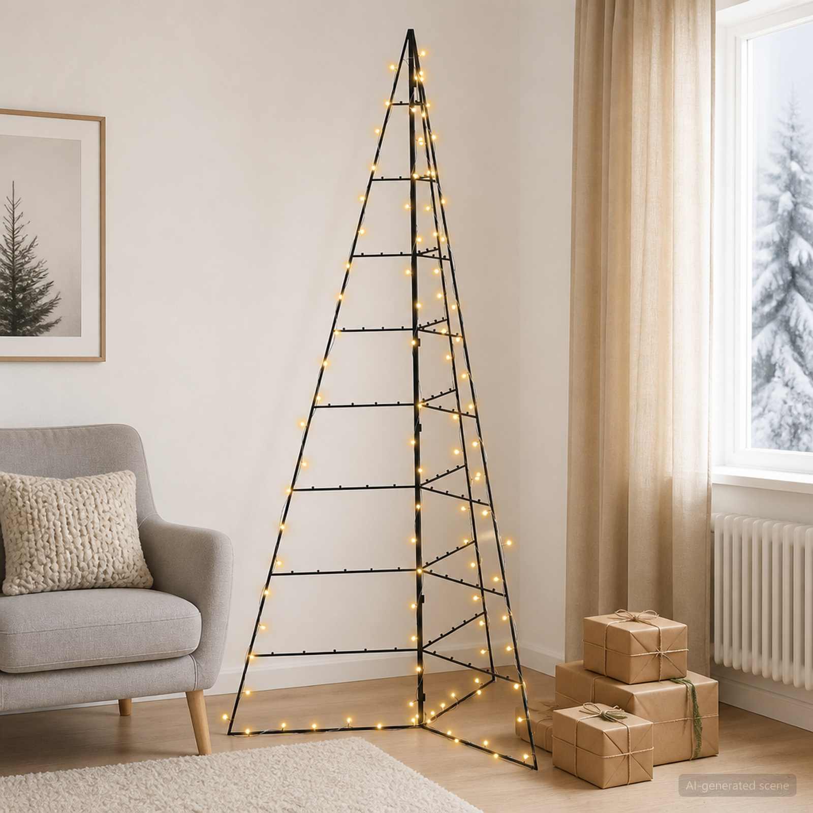 Albero di Natale in metallo KUOPIO 210 cm Bianco caldo Acciaio