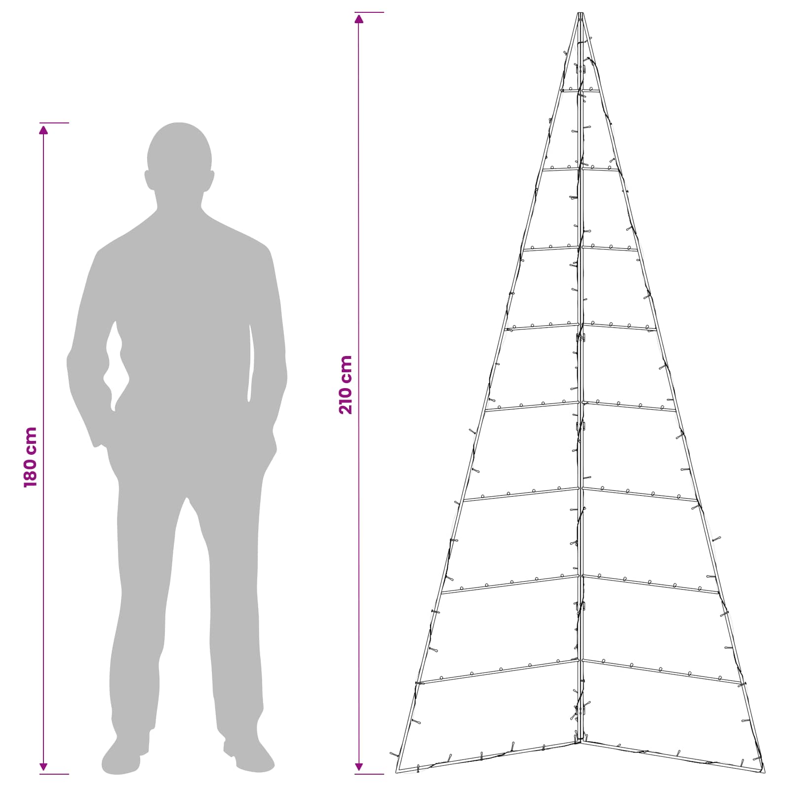 Albero di Natale in metallo KUOPIO 210 cm Bianco caldo Acciaio