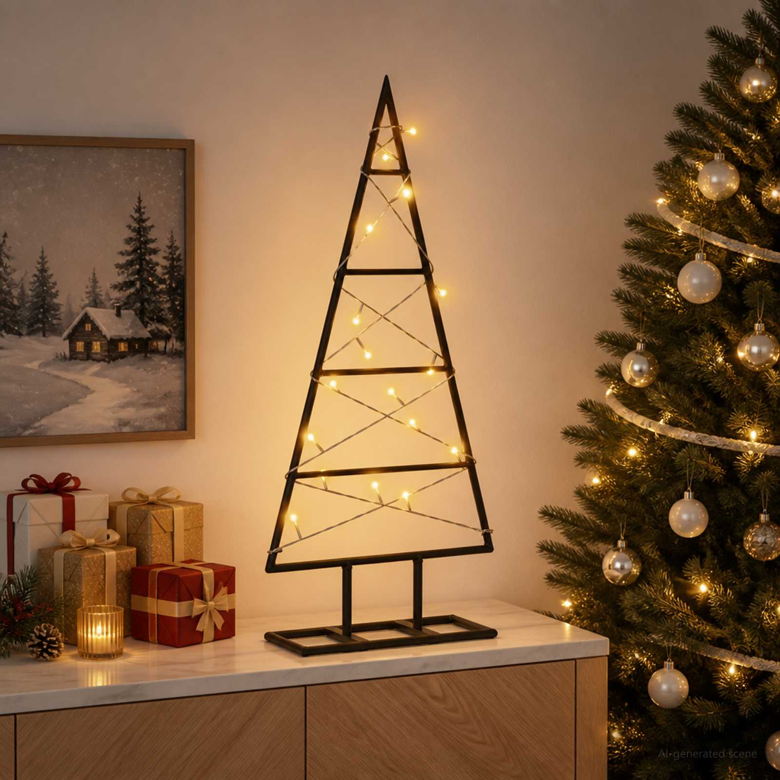 Albero di Natale in metallo KUOPIO 60 cm Bianco caldo