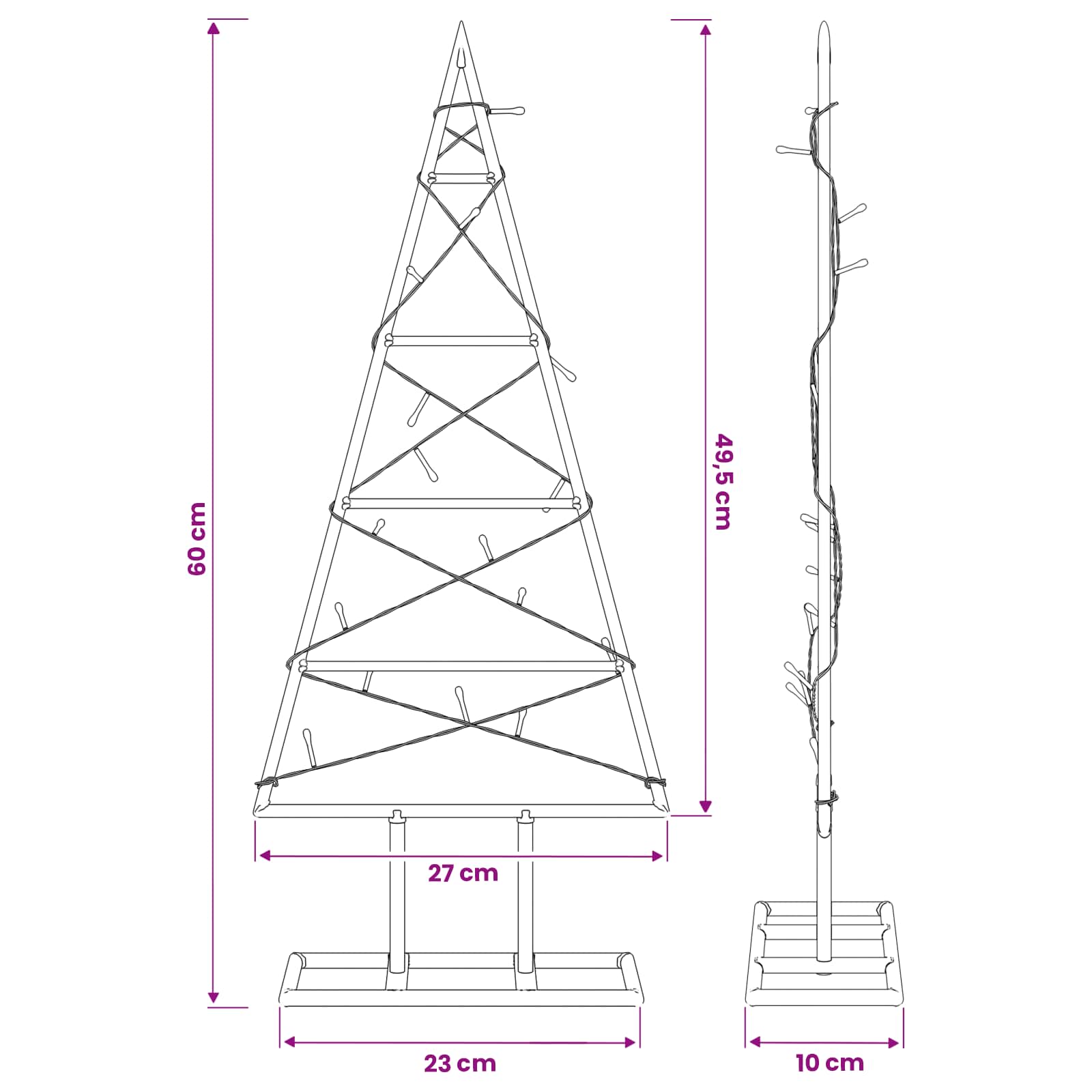 Albero di Natale in metallo KUOPIO 60 cm Bianco caldo