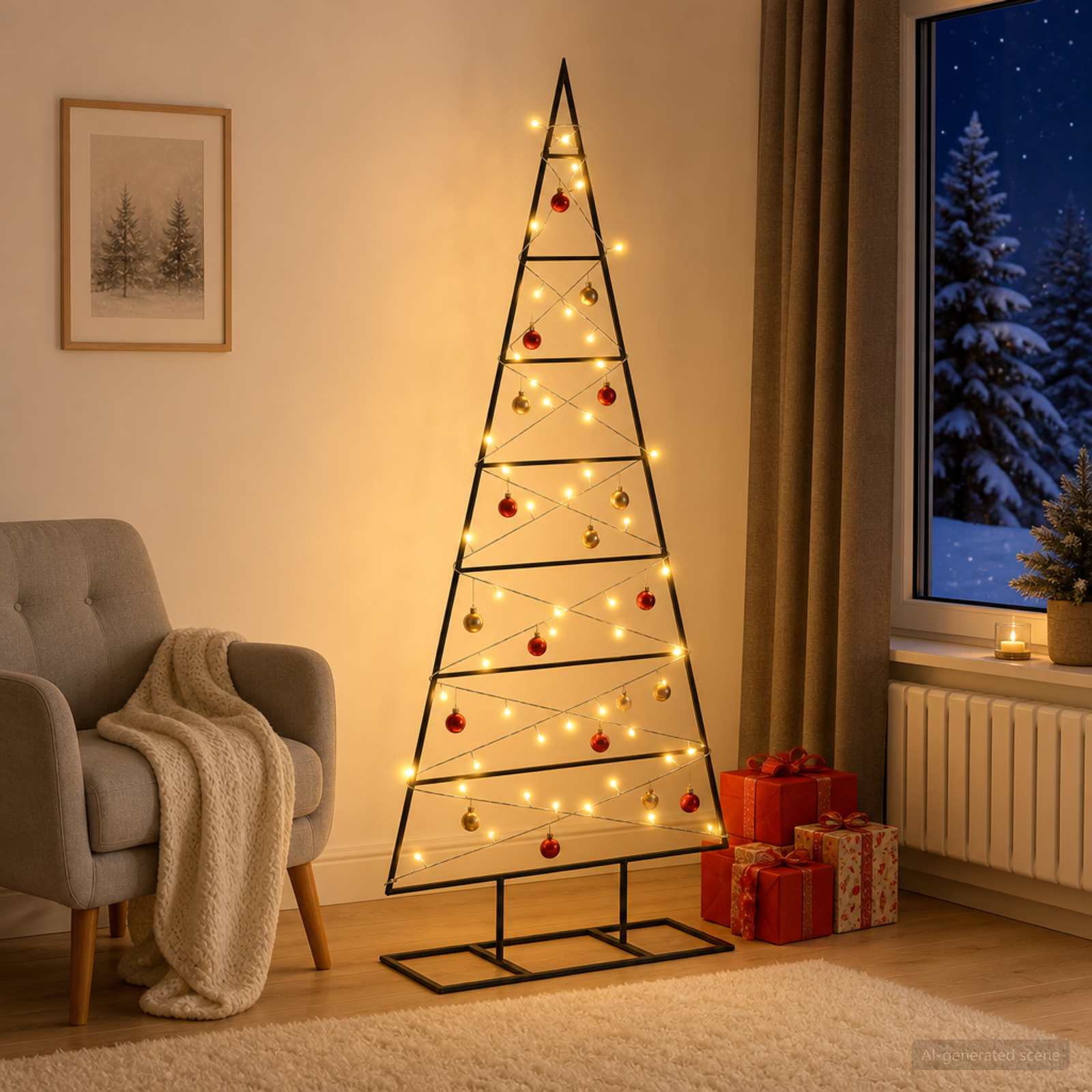 Albero di Natale in metallo KUOPIO 125 cm Bianco caldo