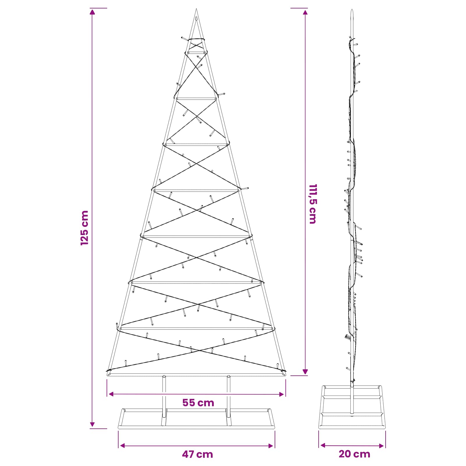 Albero di Natale in metallo KUOPIO 125 cm Bianco caldo