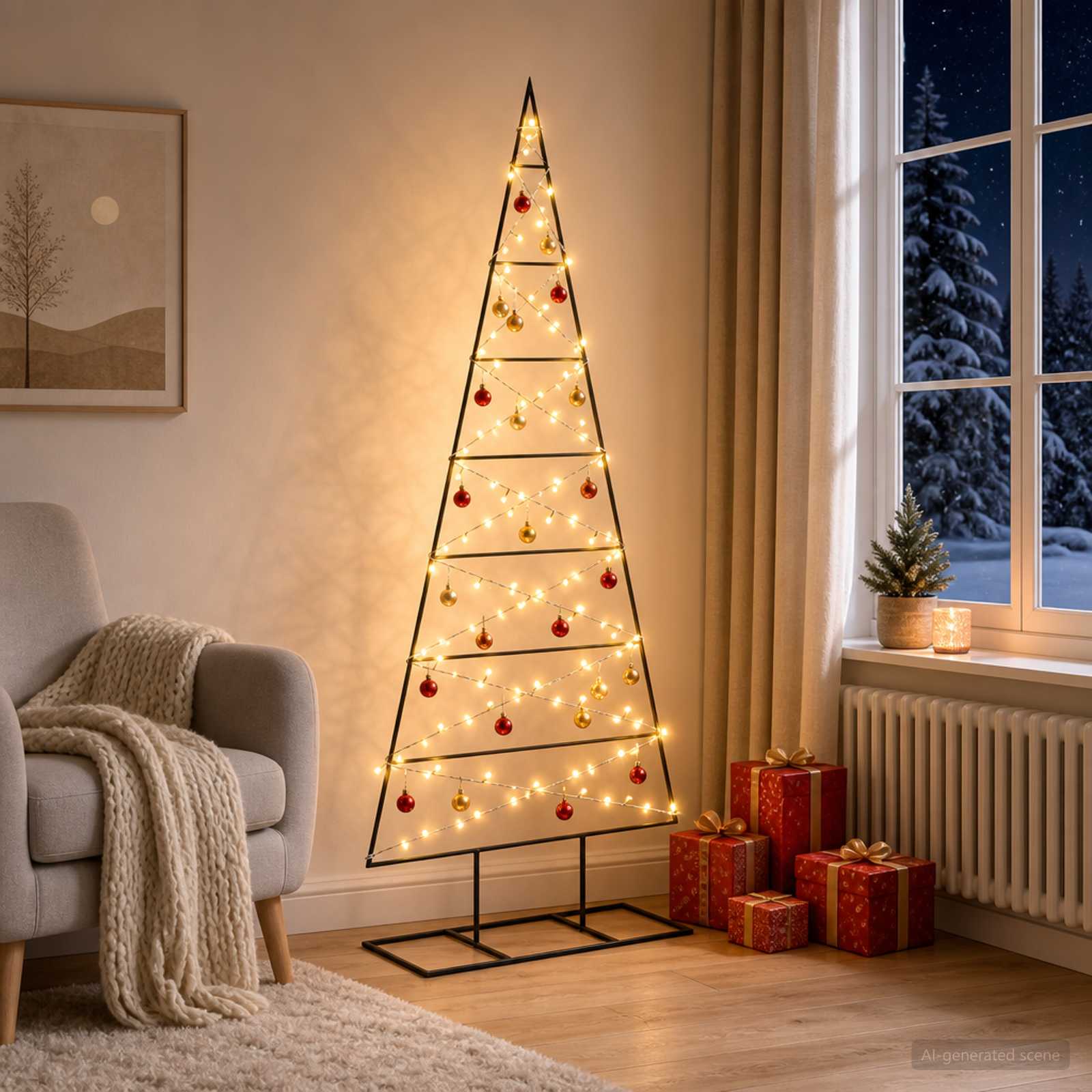Albero di Natale in metallo KUOPIO 150 cm Bianco caldo