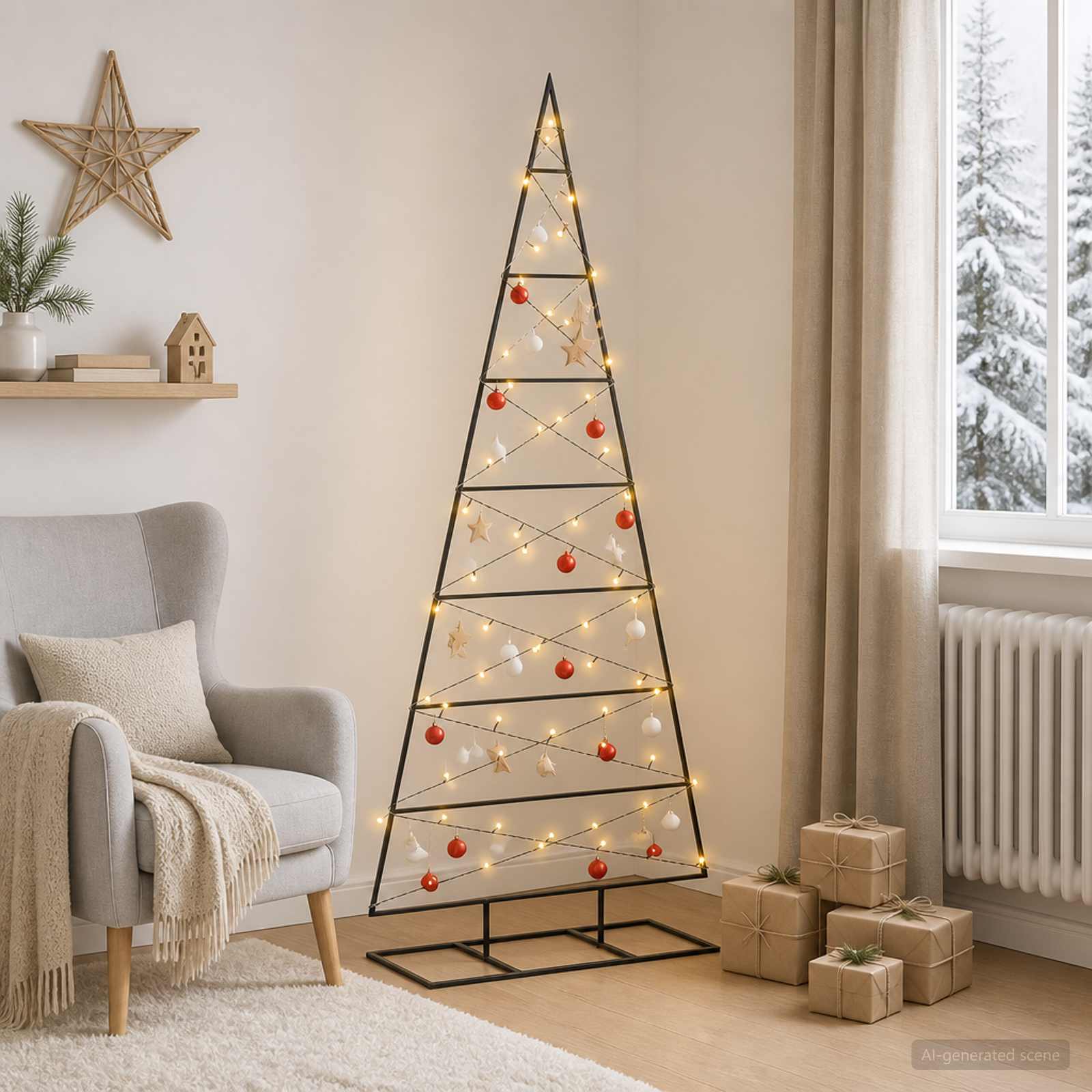 Albero di Natale in metallo KUOPIO 150 cm Bianco caldo