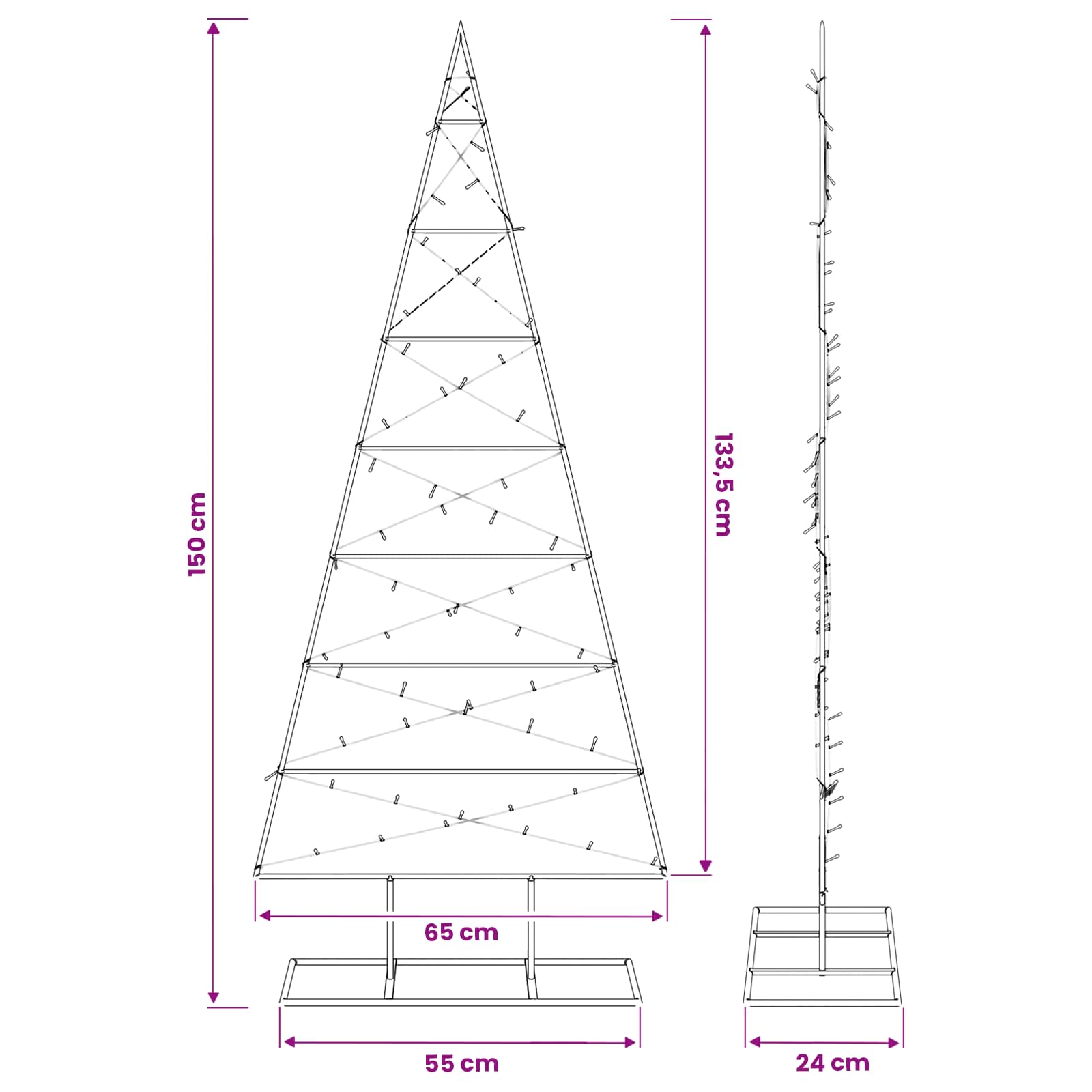 Albero di Natale in metallo KUOPIO 150 cm Bianco caldo
