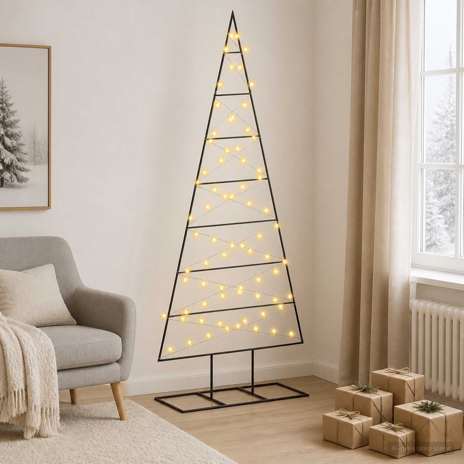 Albero di Natale in metallo KUOPIO 180 cm Bianco caldo