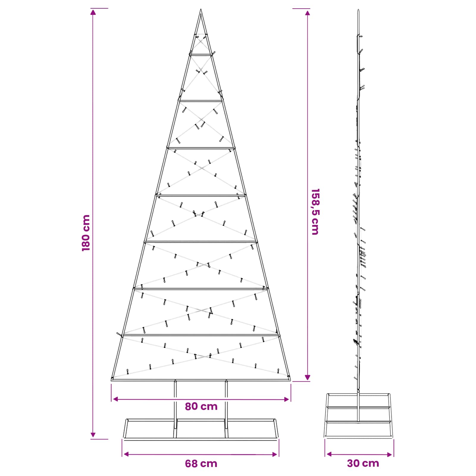 Albero di Natale in metallo KUOPIO 180 cm Bianco caldo
