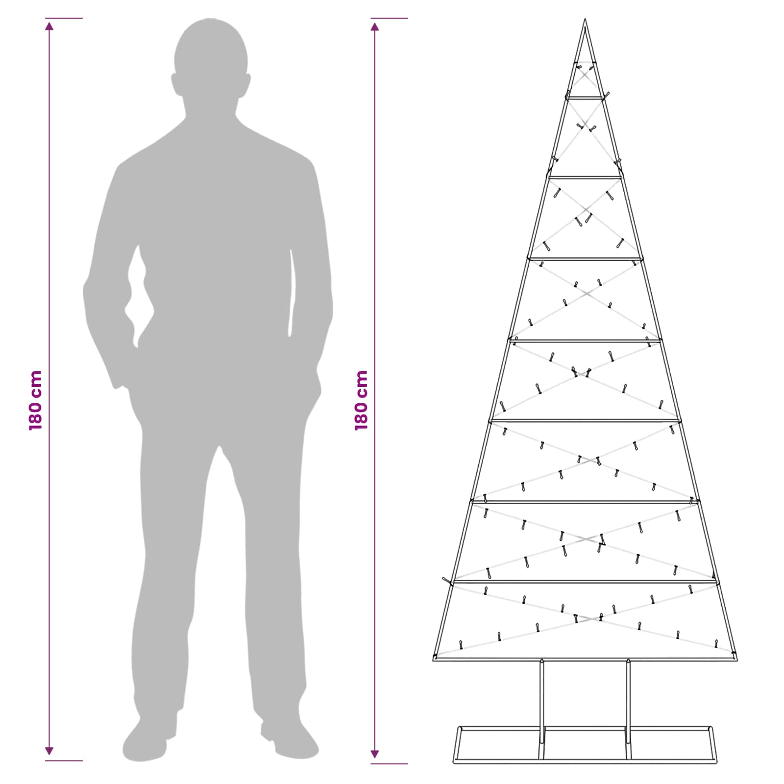 Albero di Natale in metallo KUOPIO 180 cm Bianco caldo