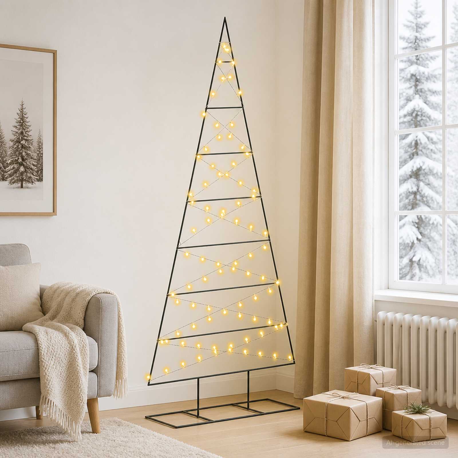 Albero di Natale in metallo KUOPIO 210 cm Bianco caldo
