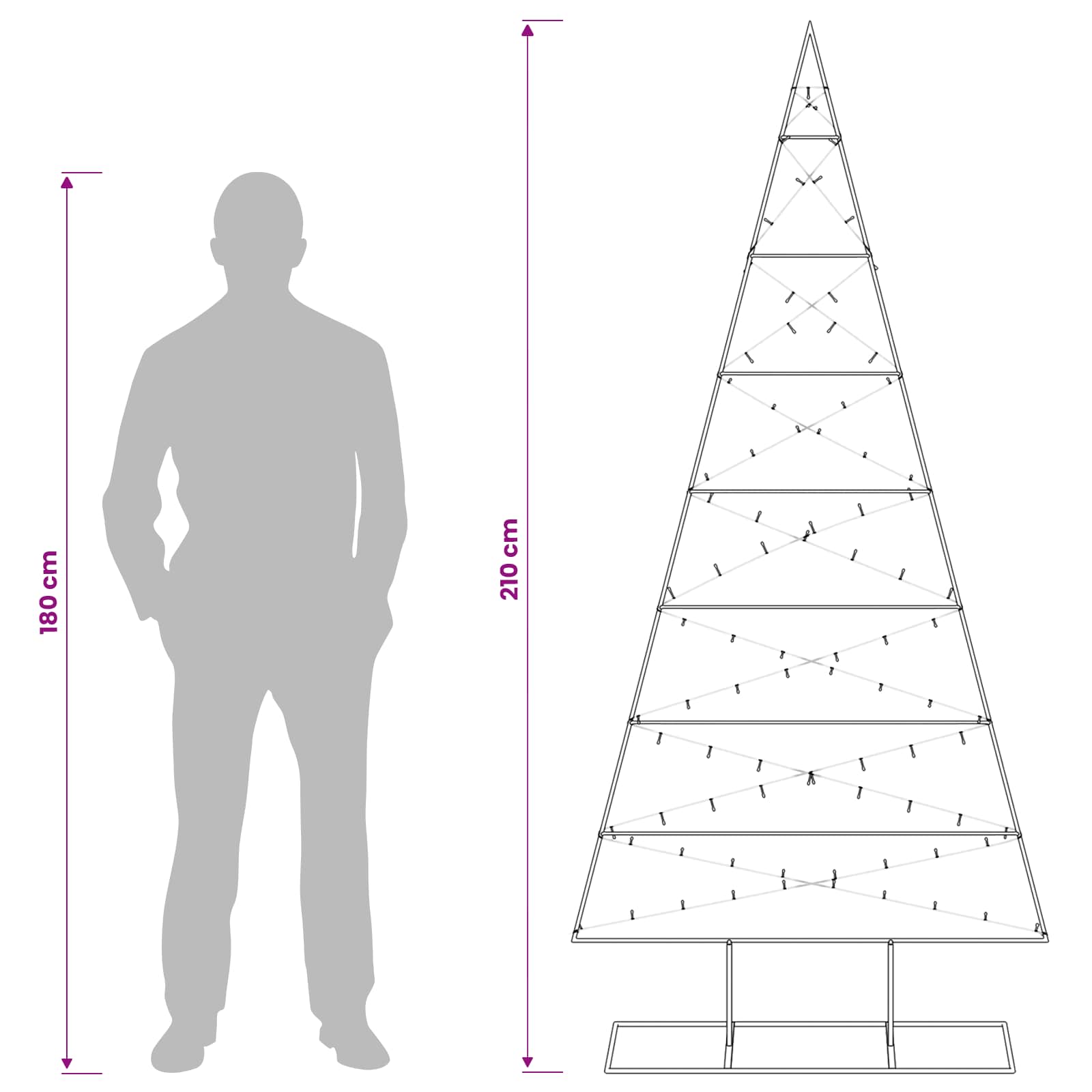 Albero di Natale in metallo KUOPIO 210 cm Bianco caldo