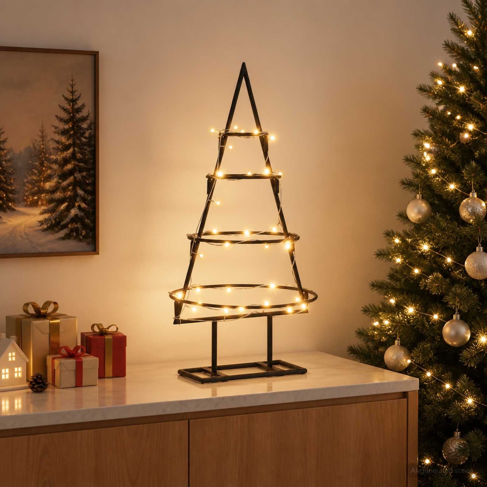 Albero di Natale in metallo con supporto KUOPIO 60 cm