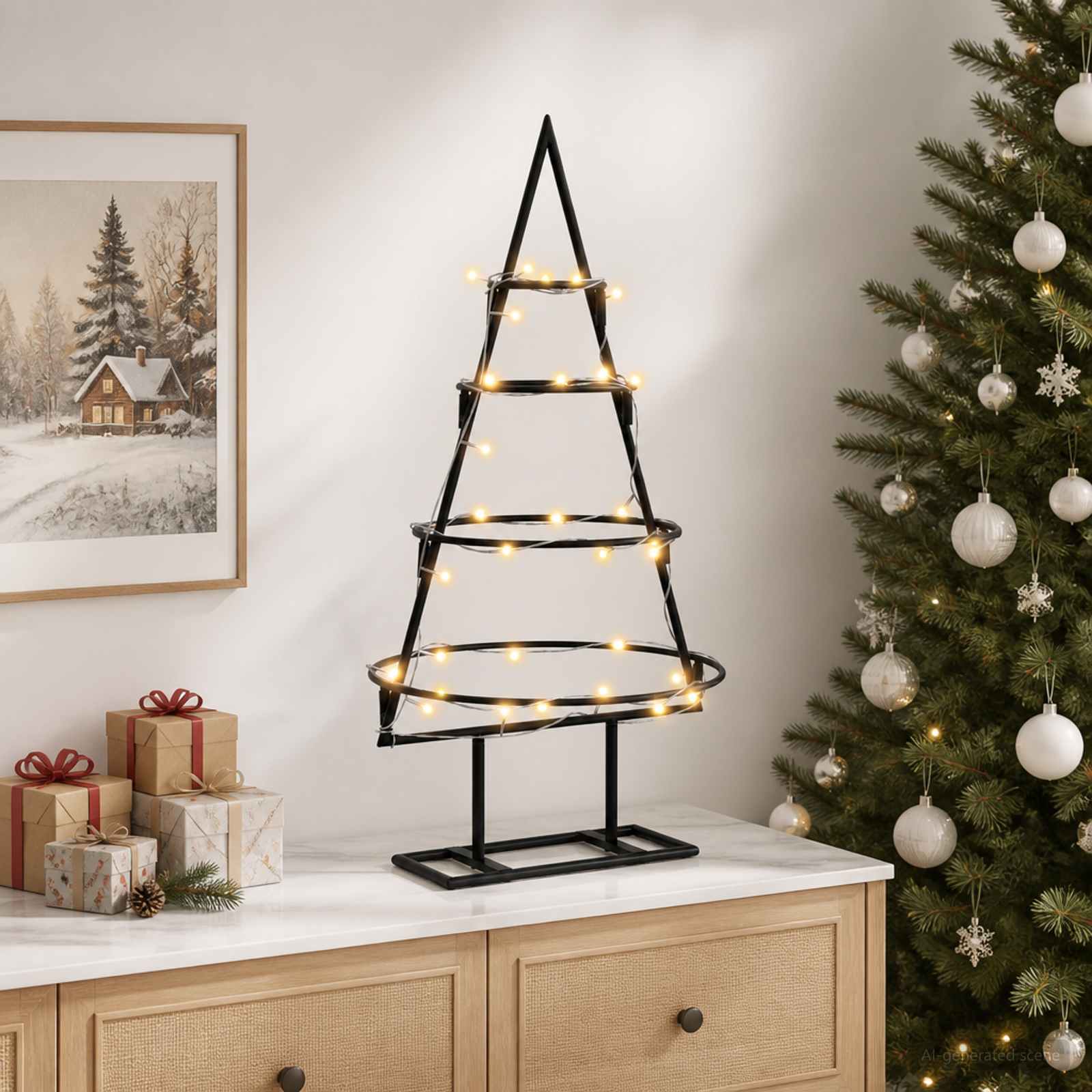 Albero di Natale in metallo con supporto KUOPIO 60 cm
