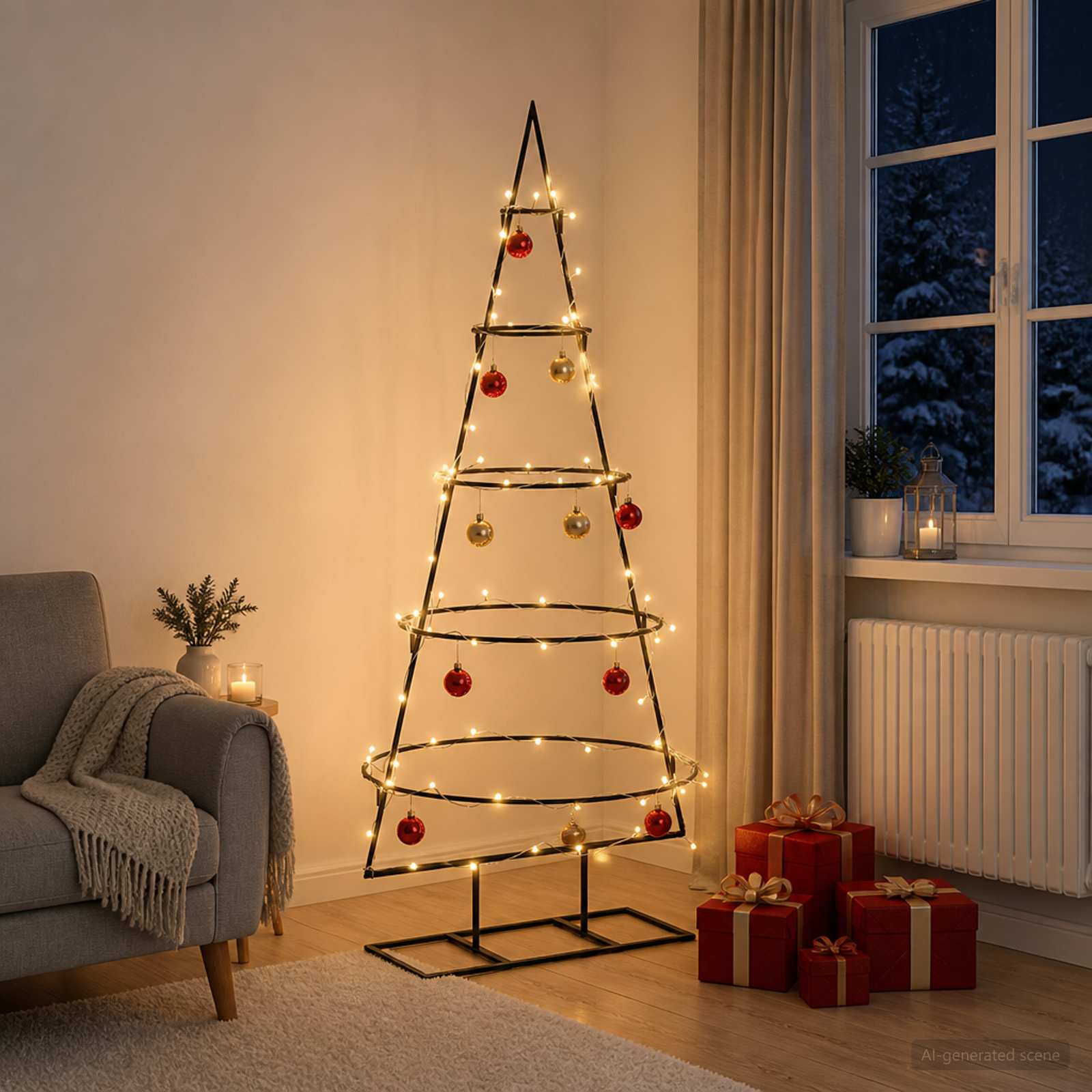 Albero di Natale in metallo con supporto KUOPIO 125 cm