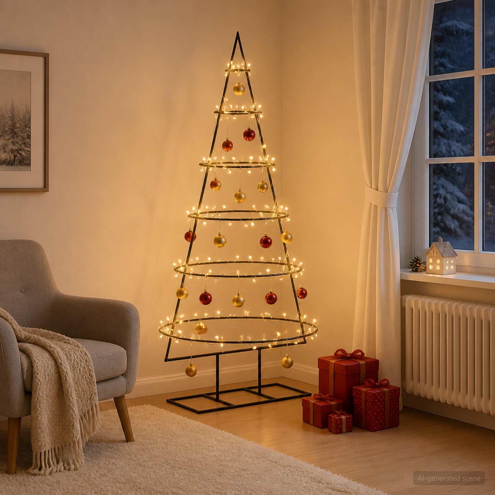 Albero di Natale in metallo con supporto KUOPIO 150 cm