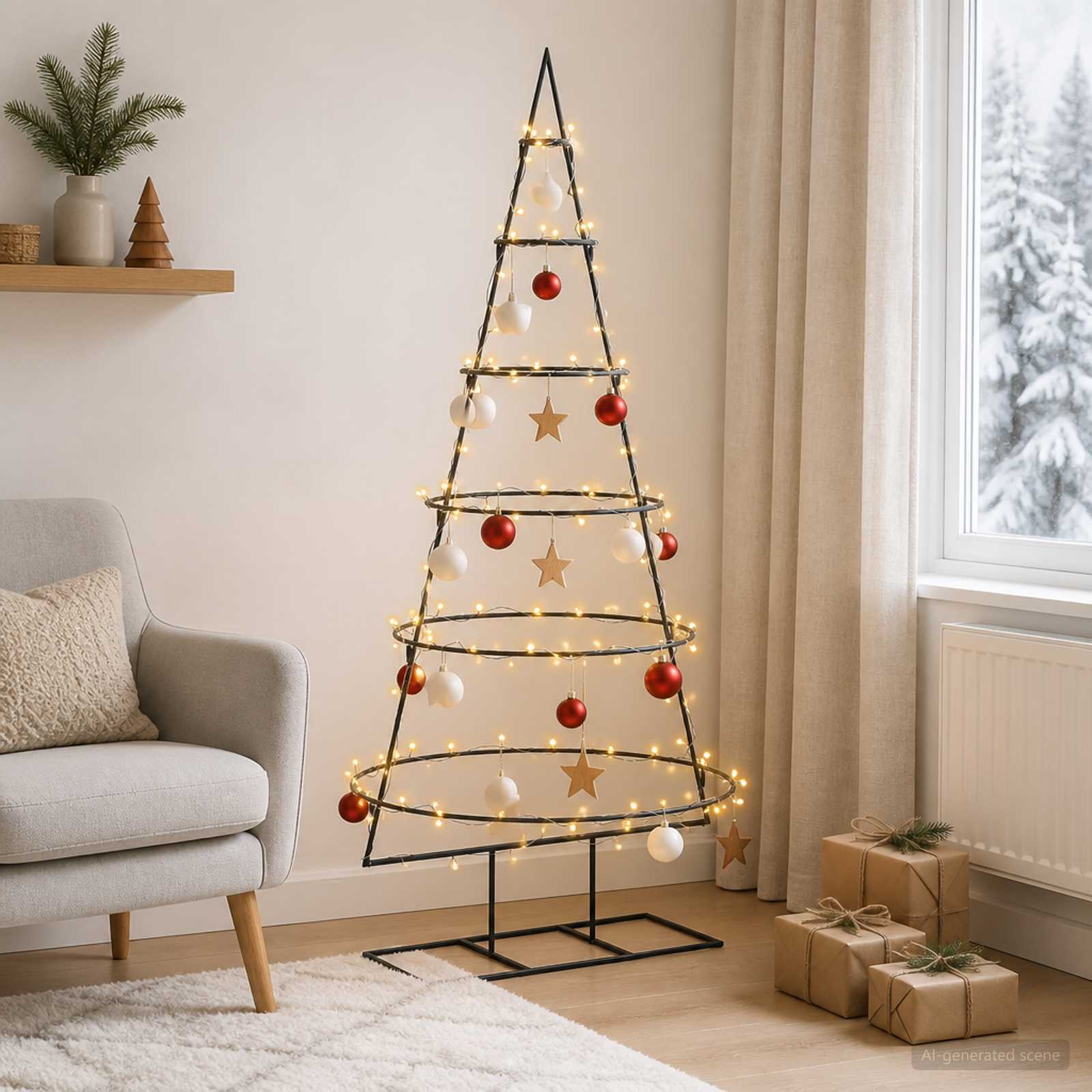 Albero di Natale in metallo con supporto KUOPIO 150 cm
