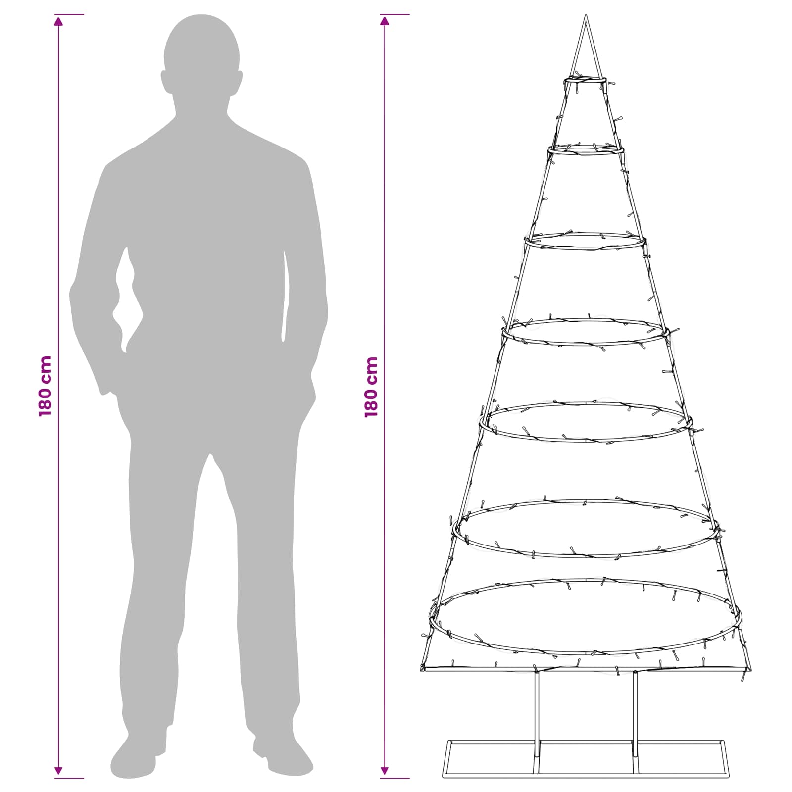 Albero di Natale in metallo con supporto KUOPIO 180 cm