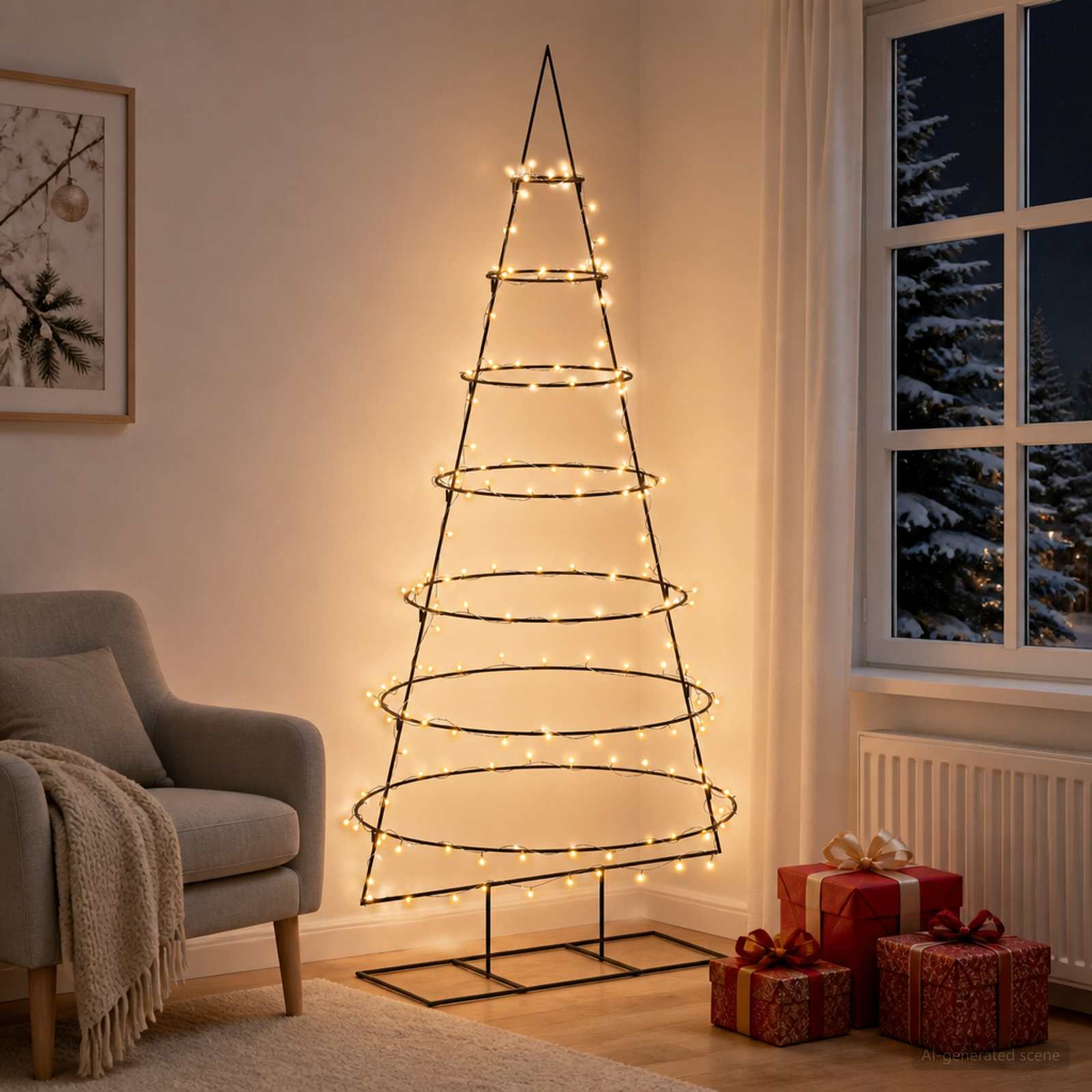 Albero di Natale in metallo con supporto KUOPIO 210 cm