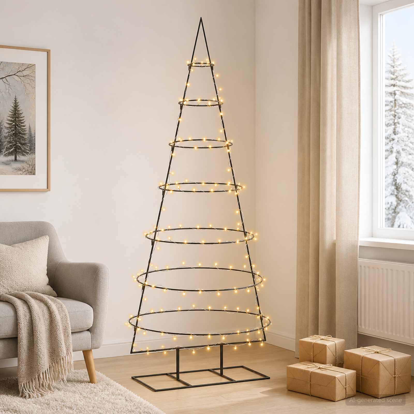 Albero di Natale in metallo con supporto KUOPIO 210 cm