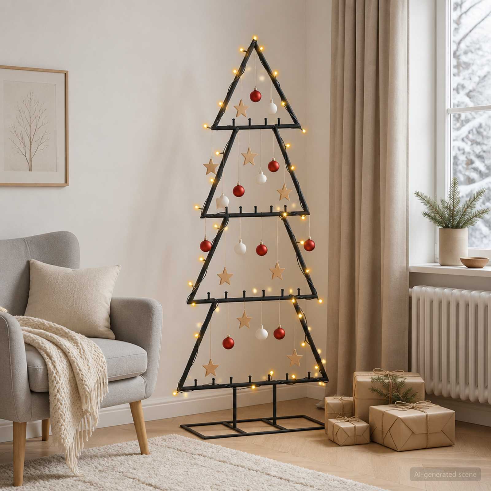 Albero di Natale in metallo con supporto KUOPIO 125 cm