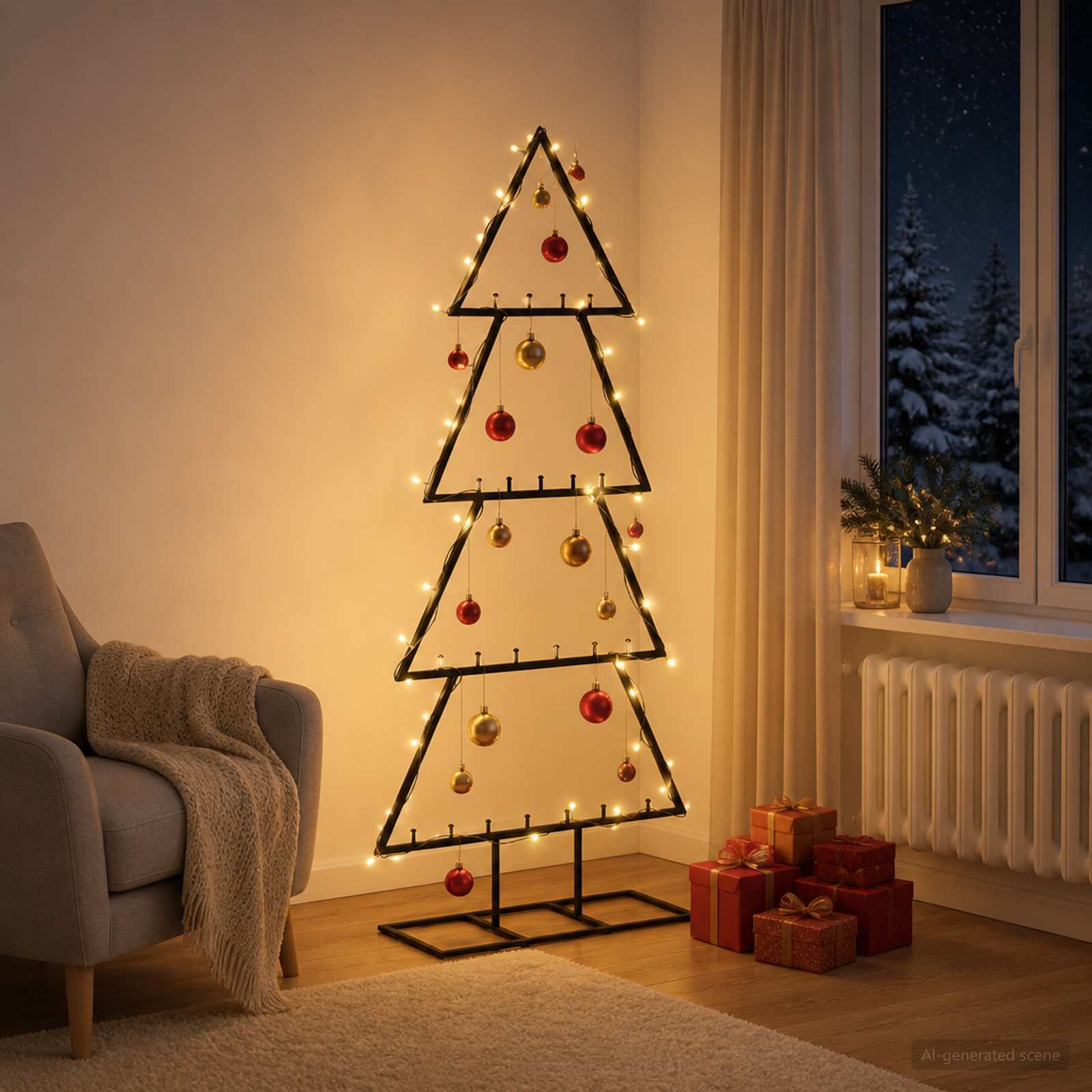 Albero di Natale in metallo con supporto KUOPIO 125 cm