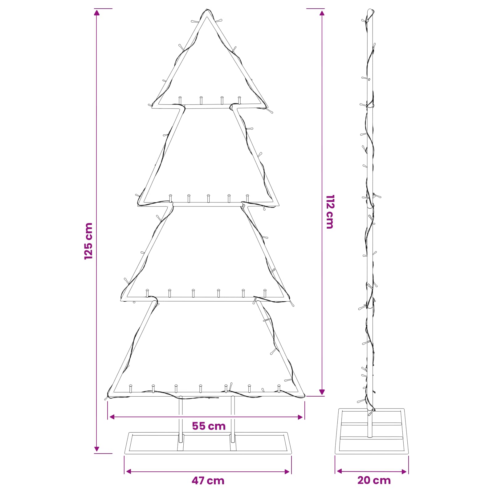 Albero di Natale in metallo con supporto KUOPIO 125 cm
