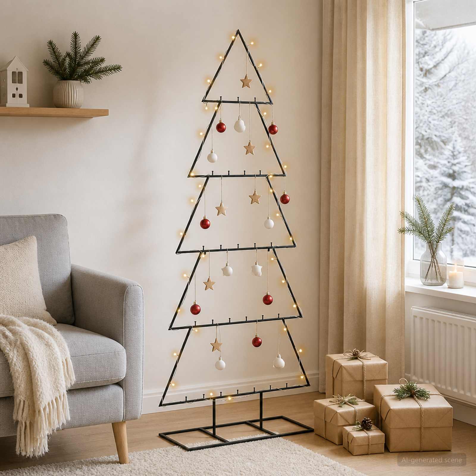 Albero di Natale in metallo con supporto KUOPIO 150 cm
