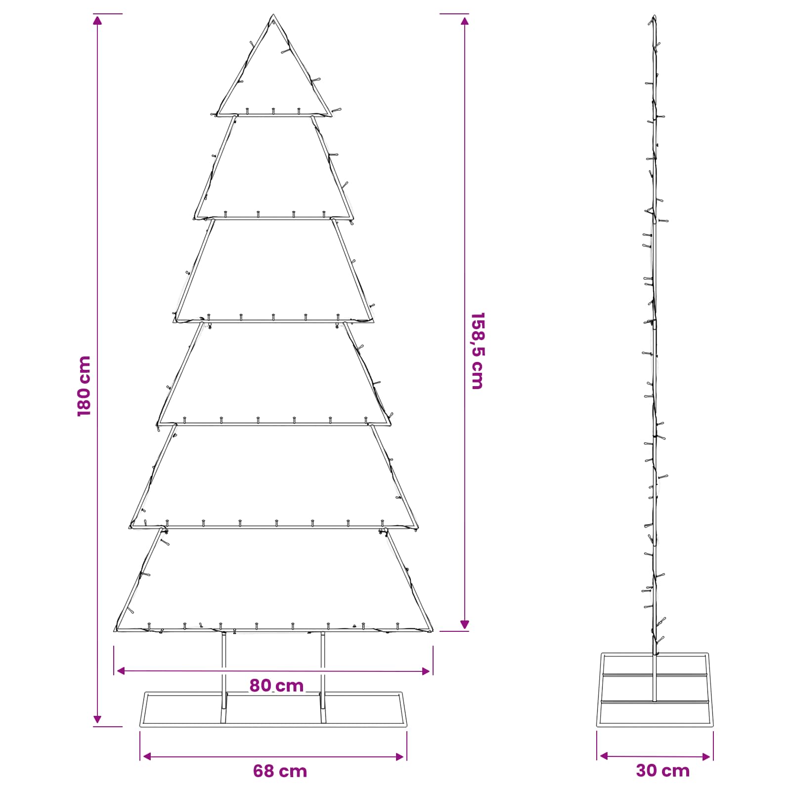 Albero di Natale in metallo con supporto KUOPIO 180 cm
