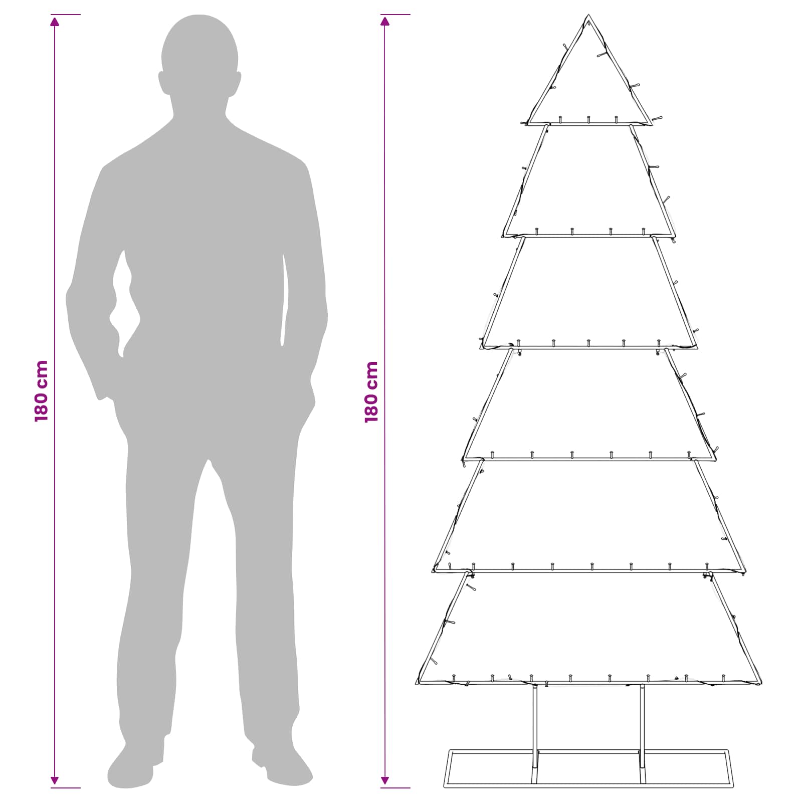 Albero di Natale in metallo con supporto KUOPIO 180 cm