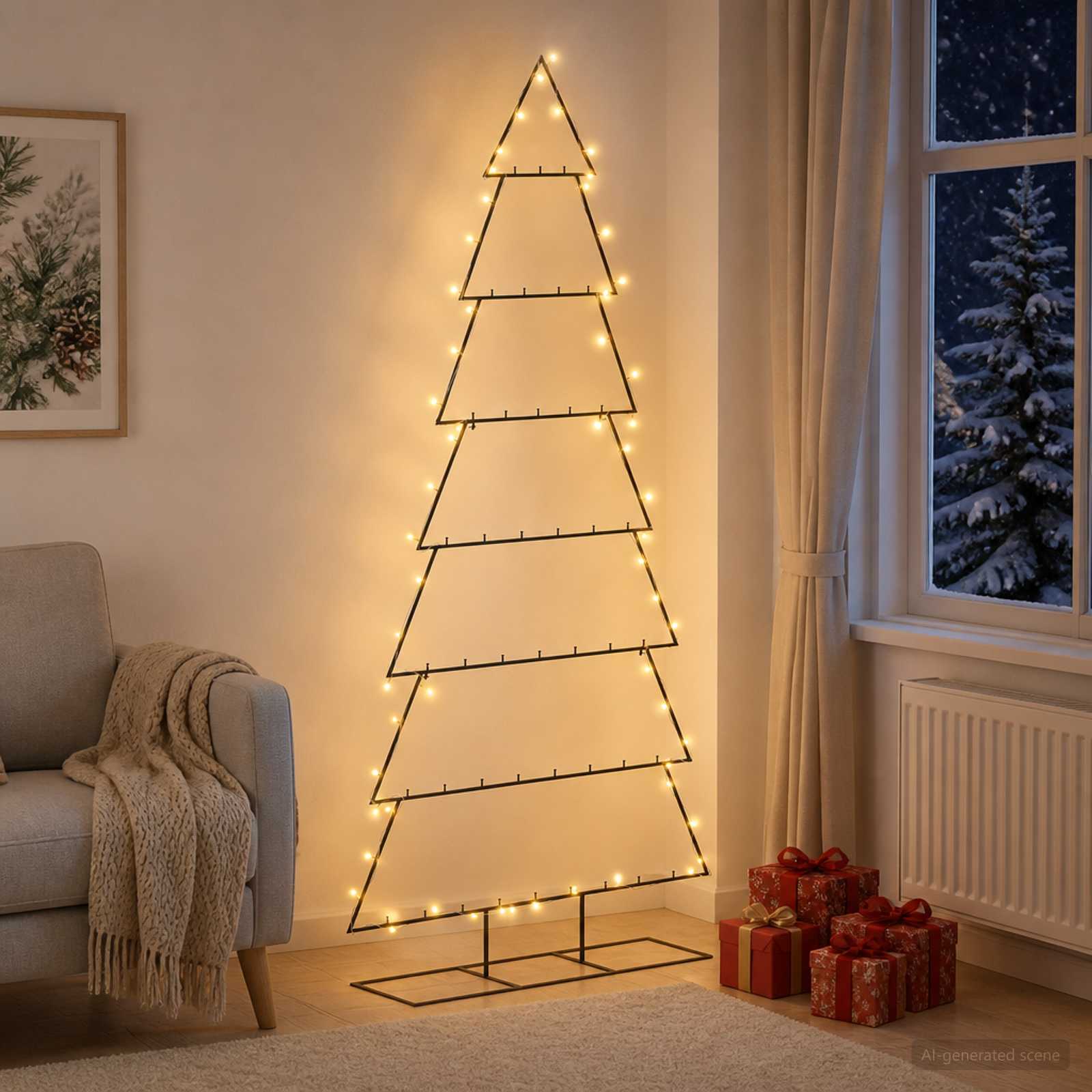Albero di Natale in metallo con supporto KUOPIO 210 cm