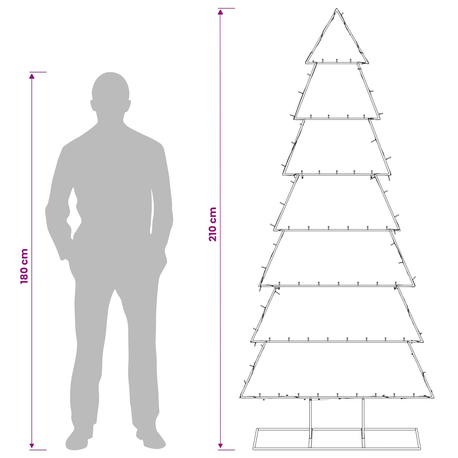 Albero di Natale in metallo con supporto KUOPIO 210 cm