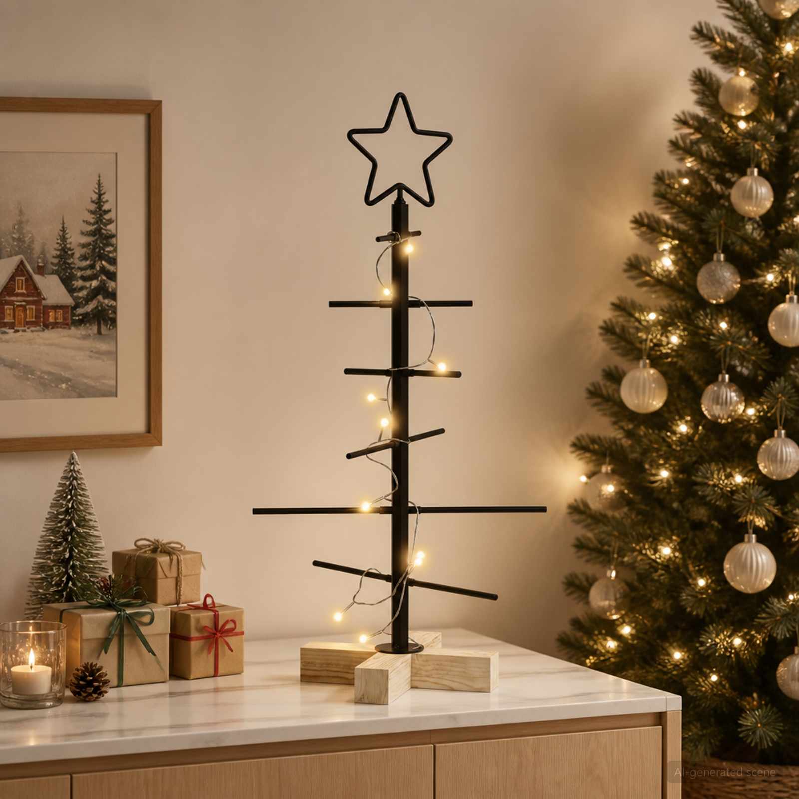 Albero di Natale in metallo con supporto KUOPIO 60 cm