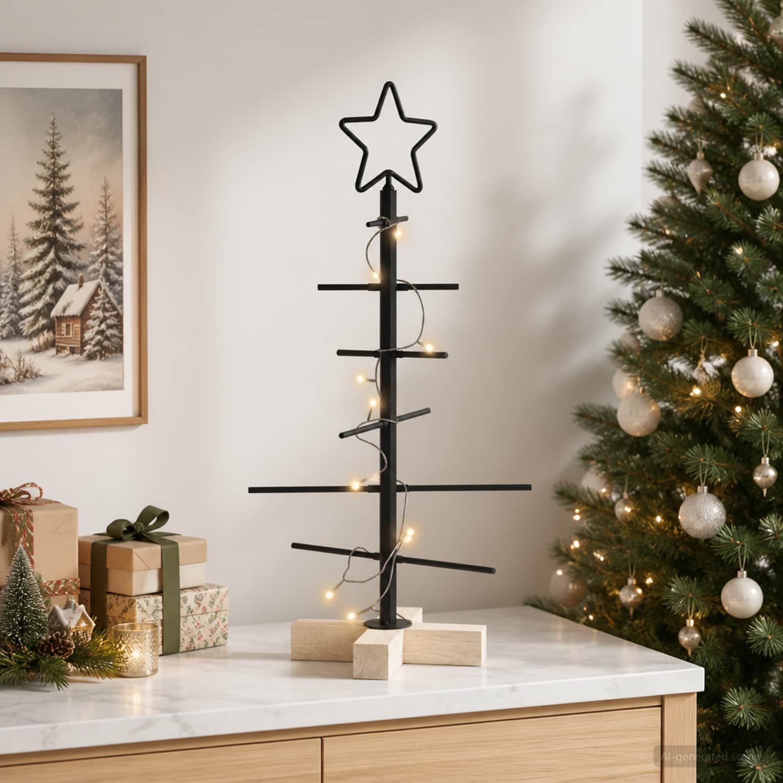 Albero di Natale in metallo con supporto KUOPIO 60 cm