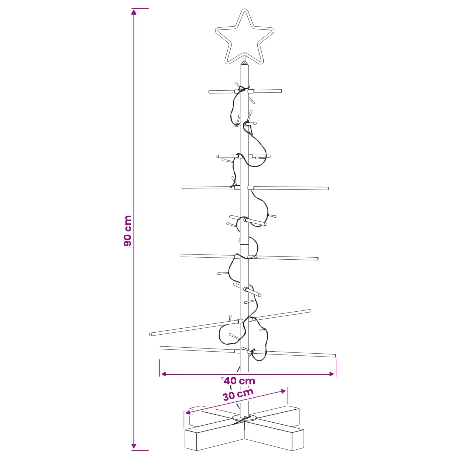 Albero di Natale in metallo con supporto KUOPIO 90 cm