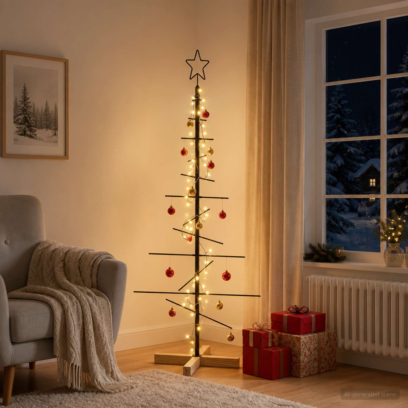 Albero di Natale in metallo con supporto KUOPIO 120 cm