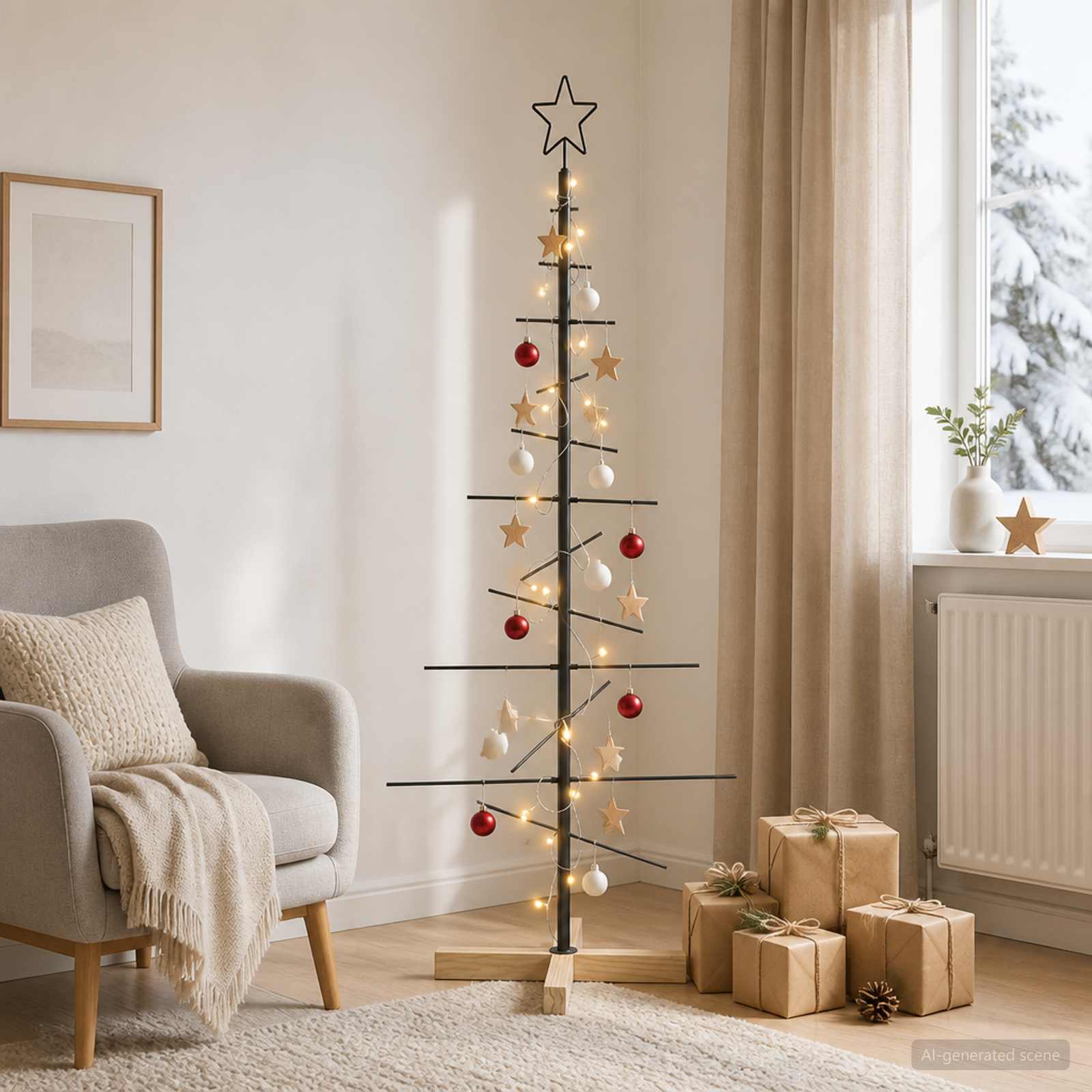 Albero di Natale in metallo con supporto KUOPIO 120 cm