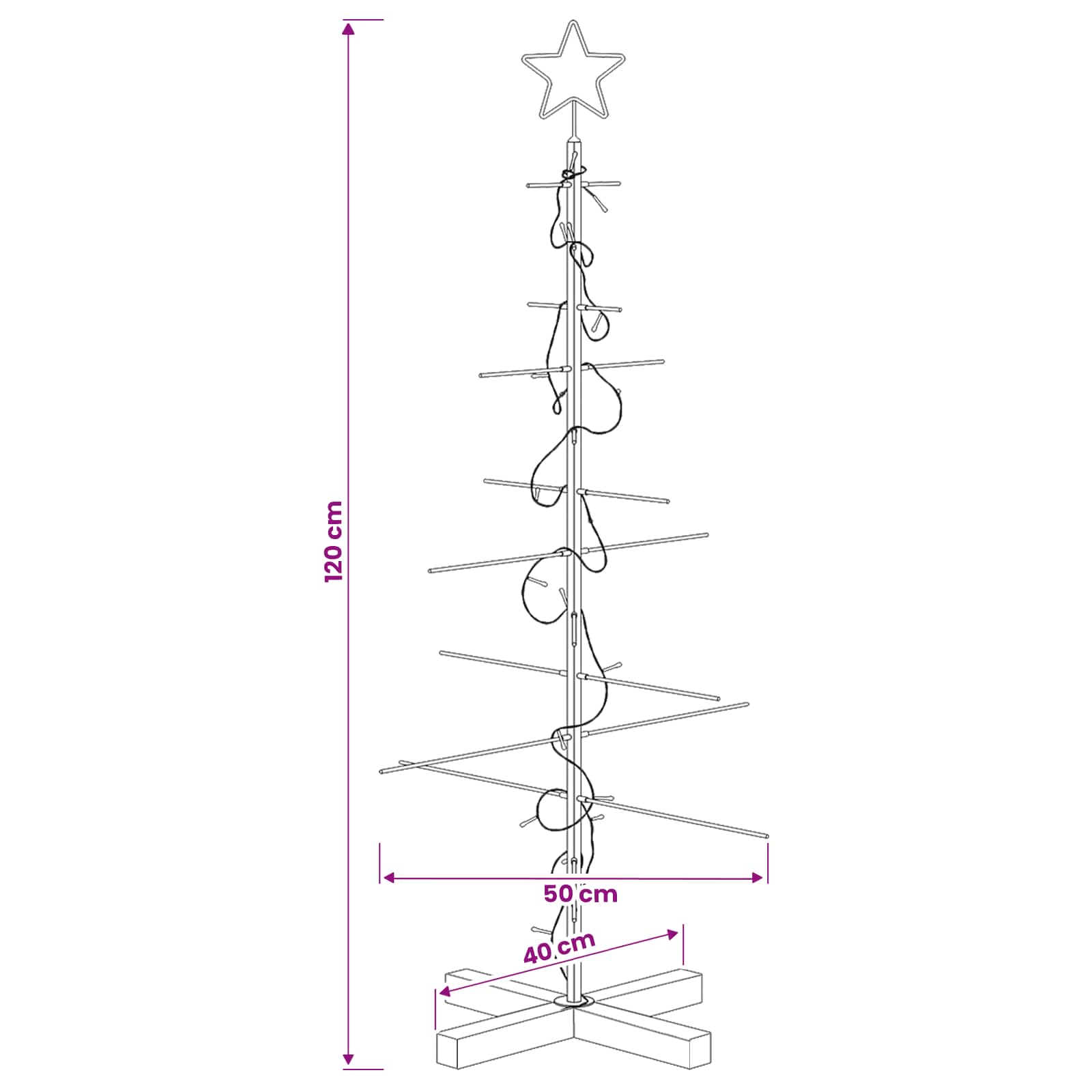 Albero di Natale in metallo con supporto KUOPIO 120 cm
