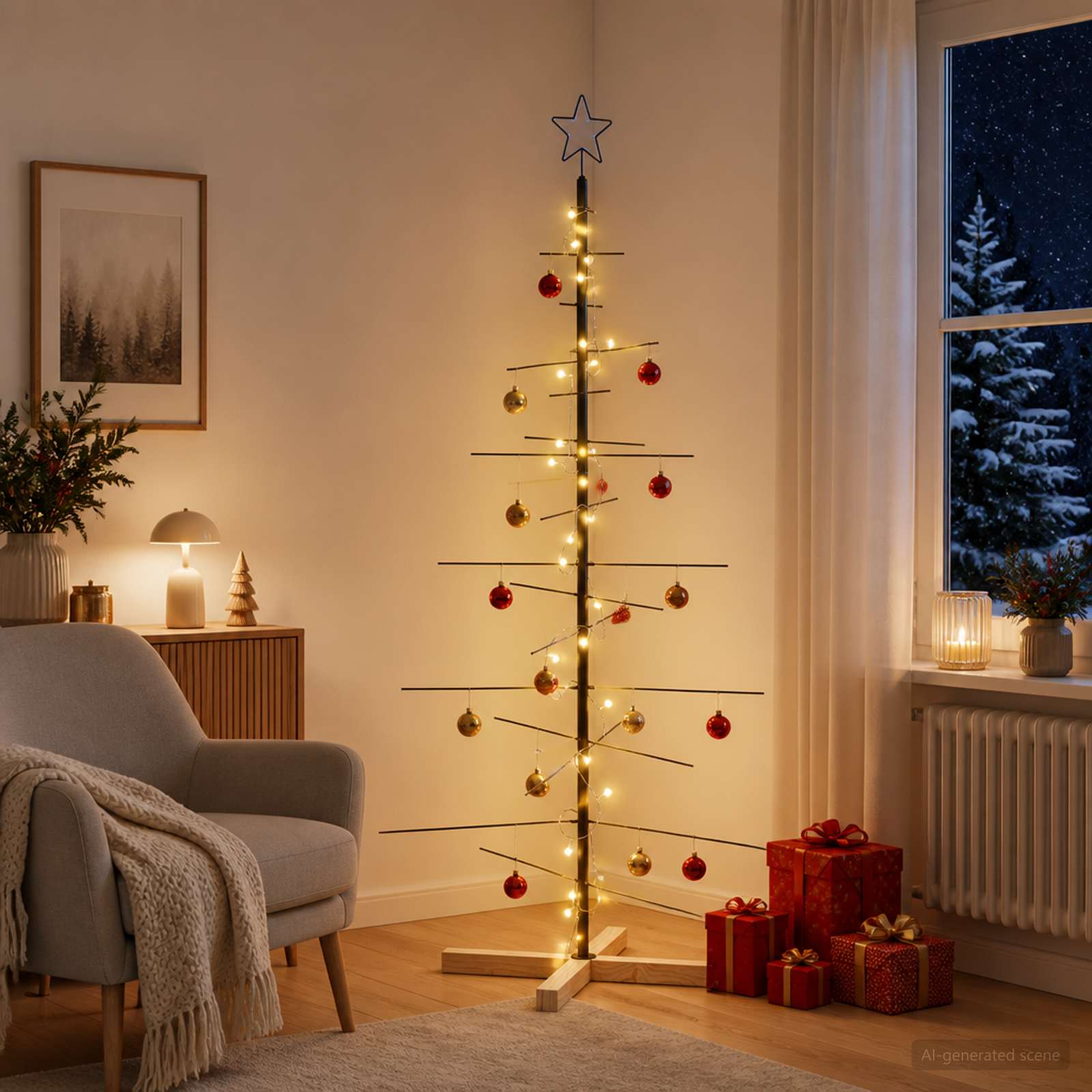 Albero di Natale in metallo con supporto KUOPIO 150 cm