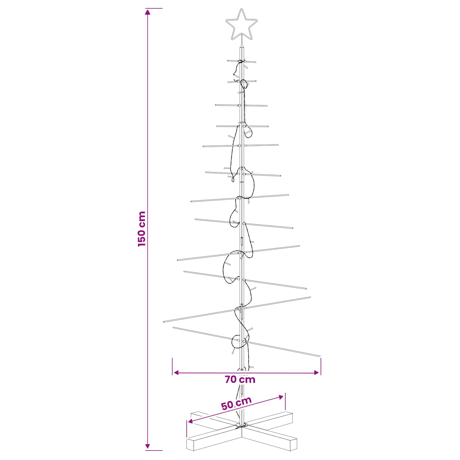 Albero di Natale in metallo con supporto KUOPIO 150 cm