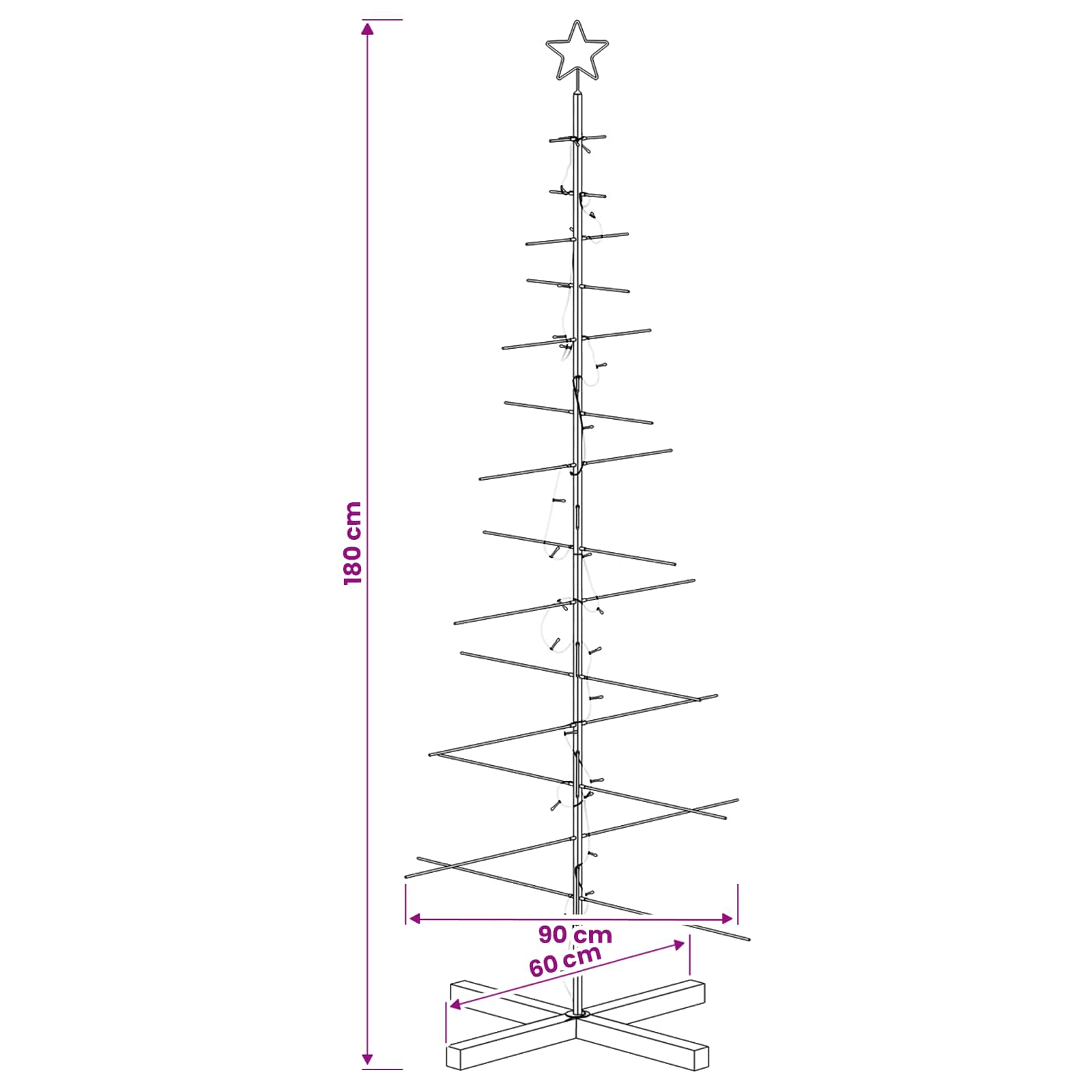 Albero di Natale in metallo con supporto KUOPIO 180 cm