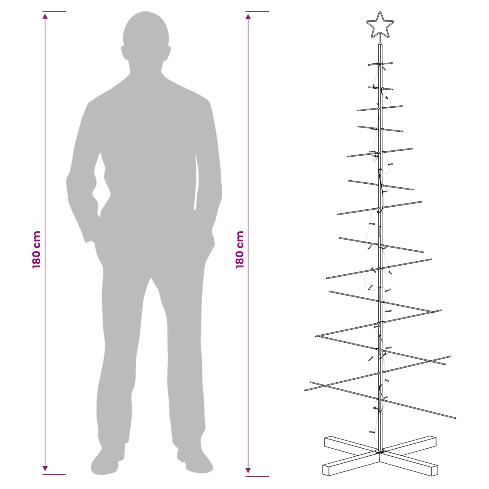 Albero di Natale in metallo con supporto KUOPIO 180 cm