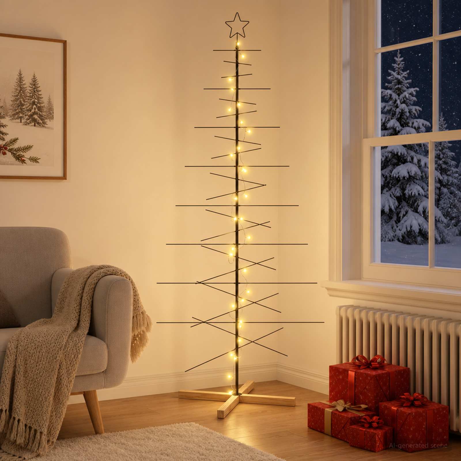 Albero di Natale in metallo con supporto KUOPIO 210 cm