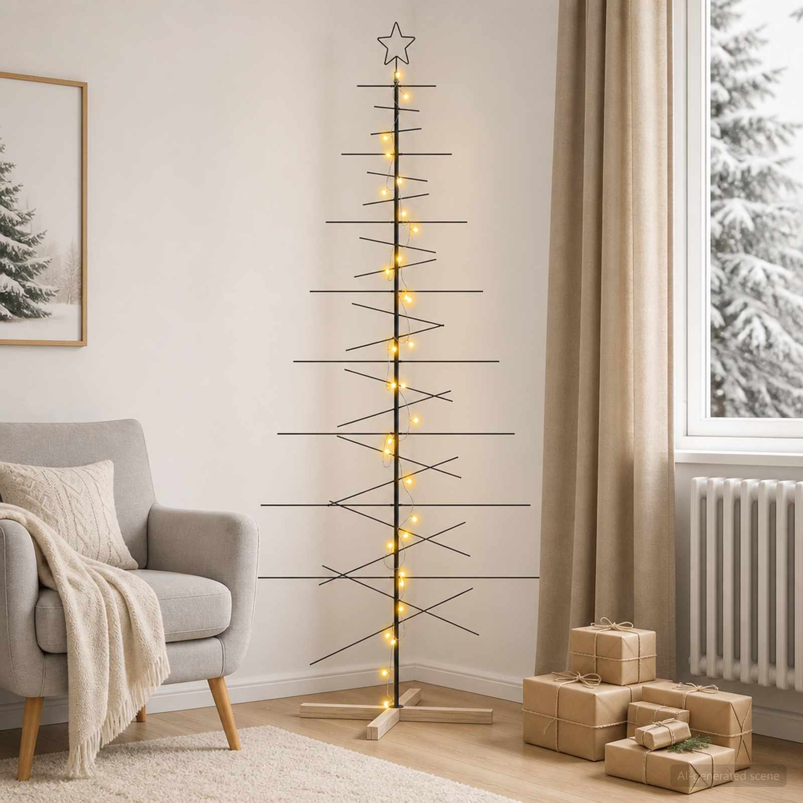 Albero di Natale in metallo con supporto KUOPIO 210 cm