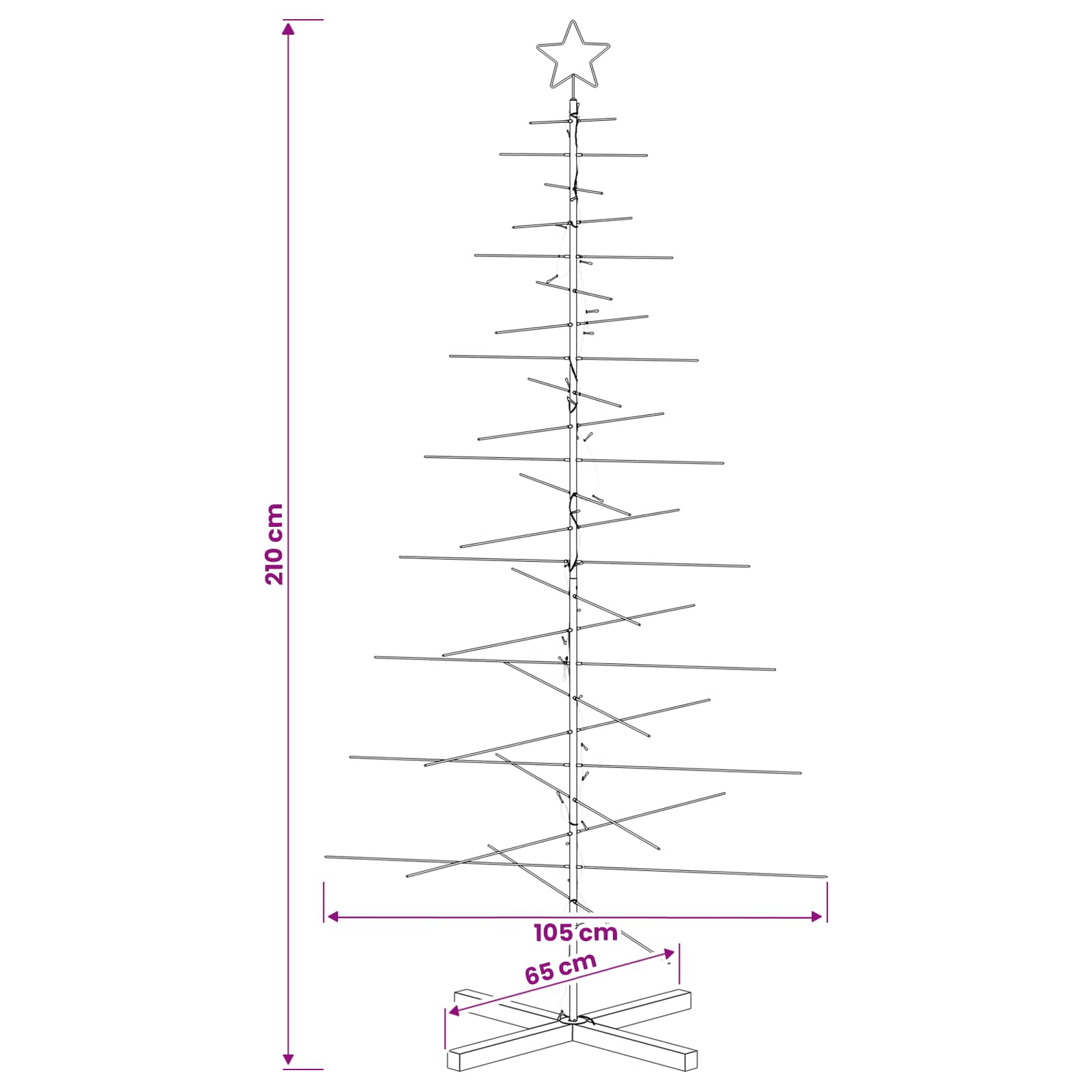 Albero di Natale in metallo con supporto KUOPIO 210 cm