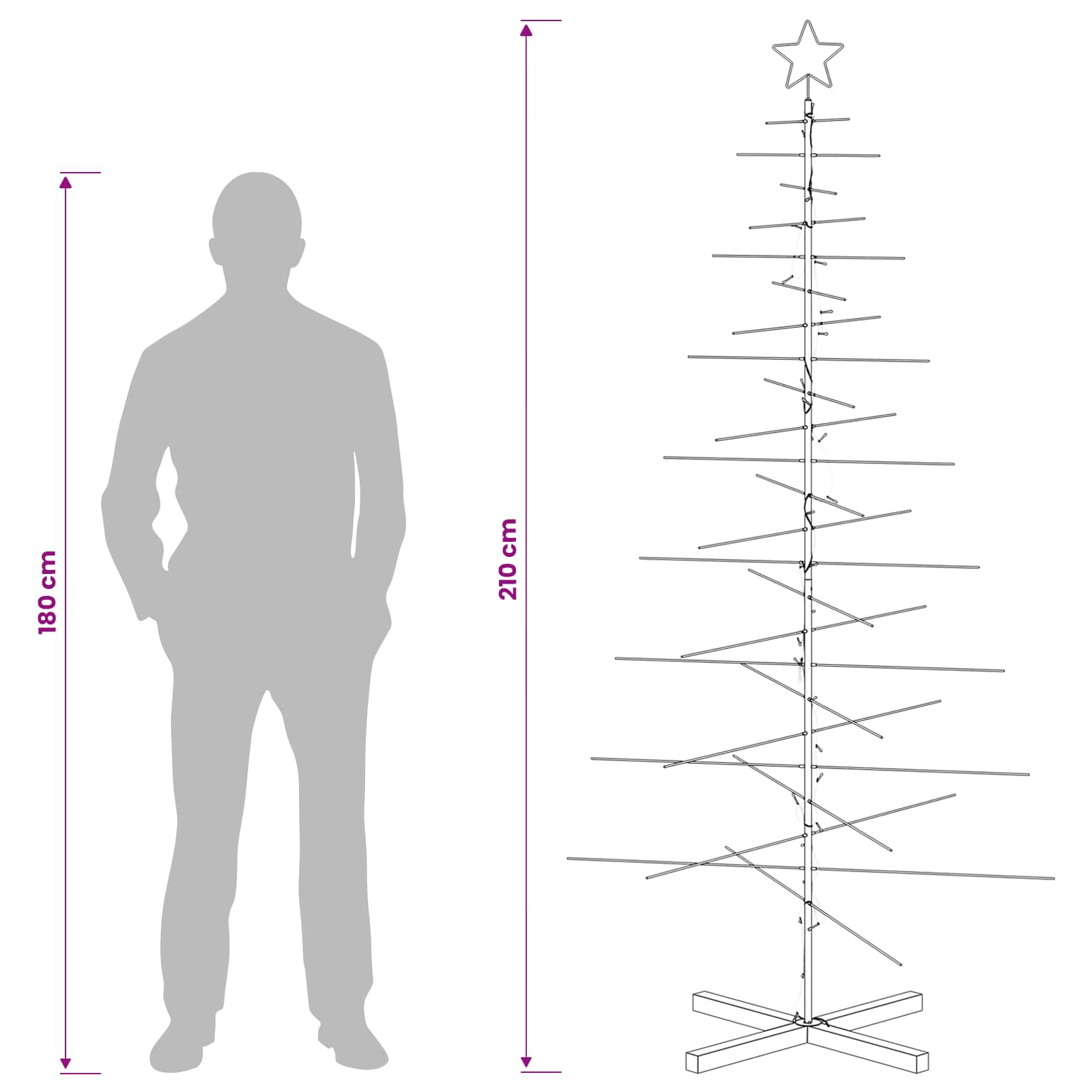 Albero di Natale in metallo con supporto KUOPIO 210 cm