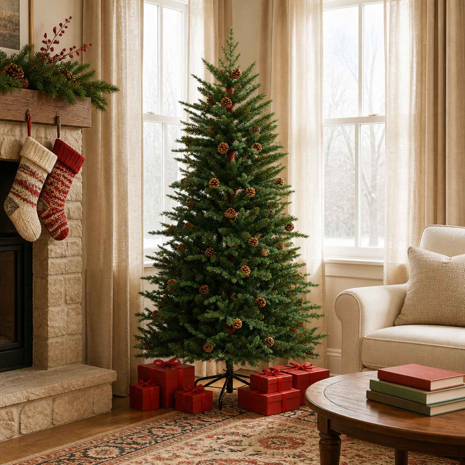 Albero di Natale Artificiale con Rami Pieghevoli 120 cm acciaio